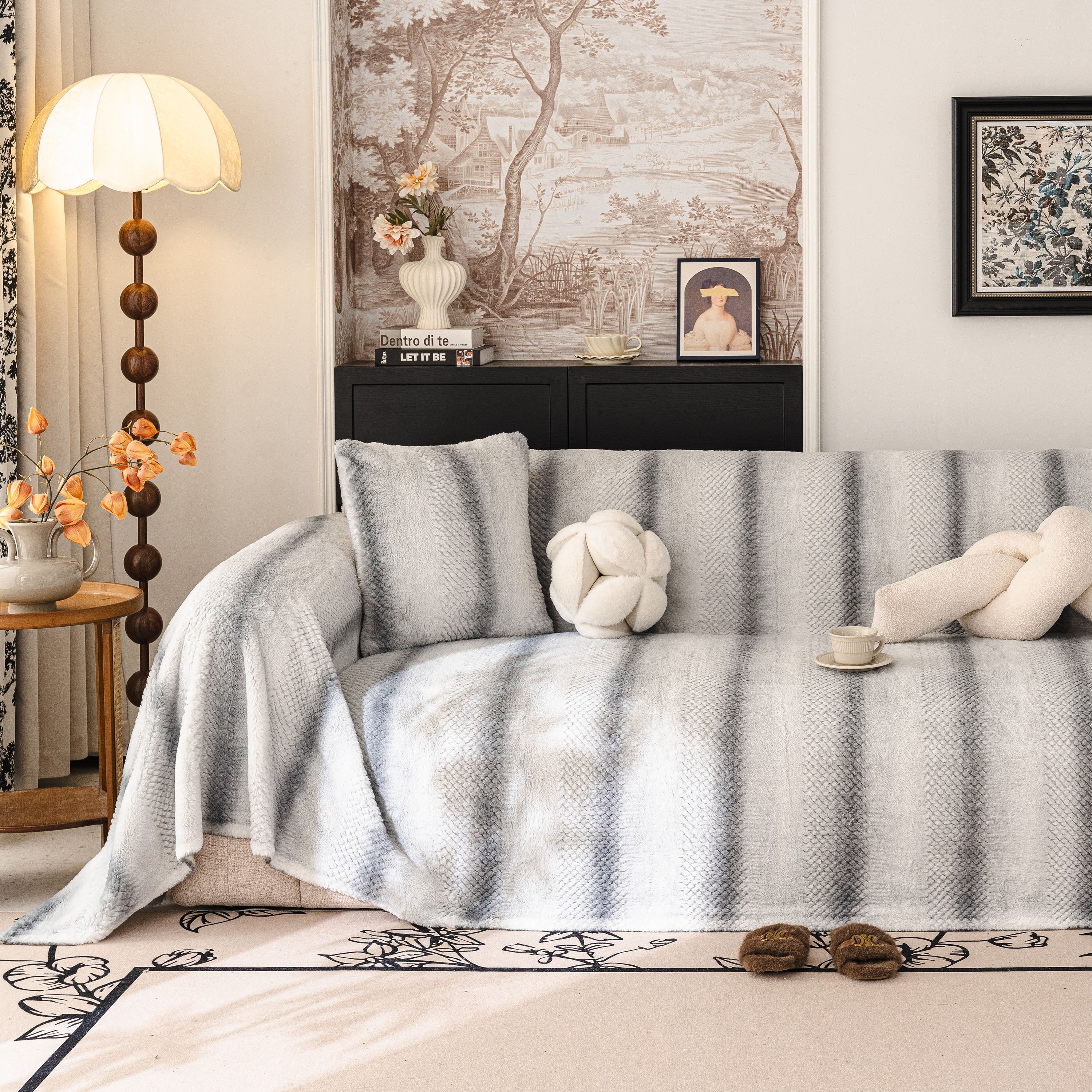 Faux Fur Sofa Cover Washable Furniture Protector for Sectional Warm & Fuzzy Slipcover - Image 2