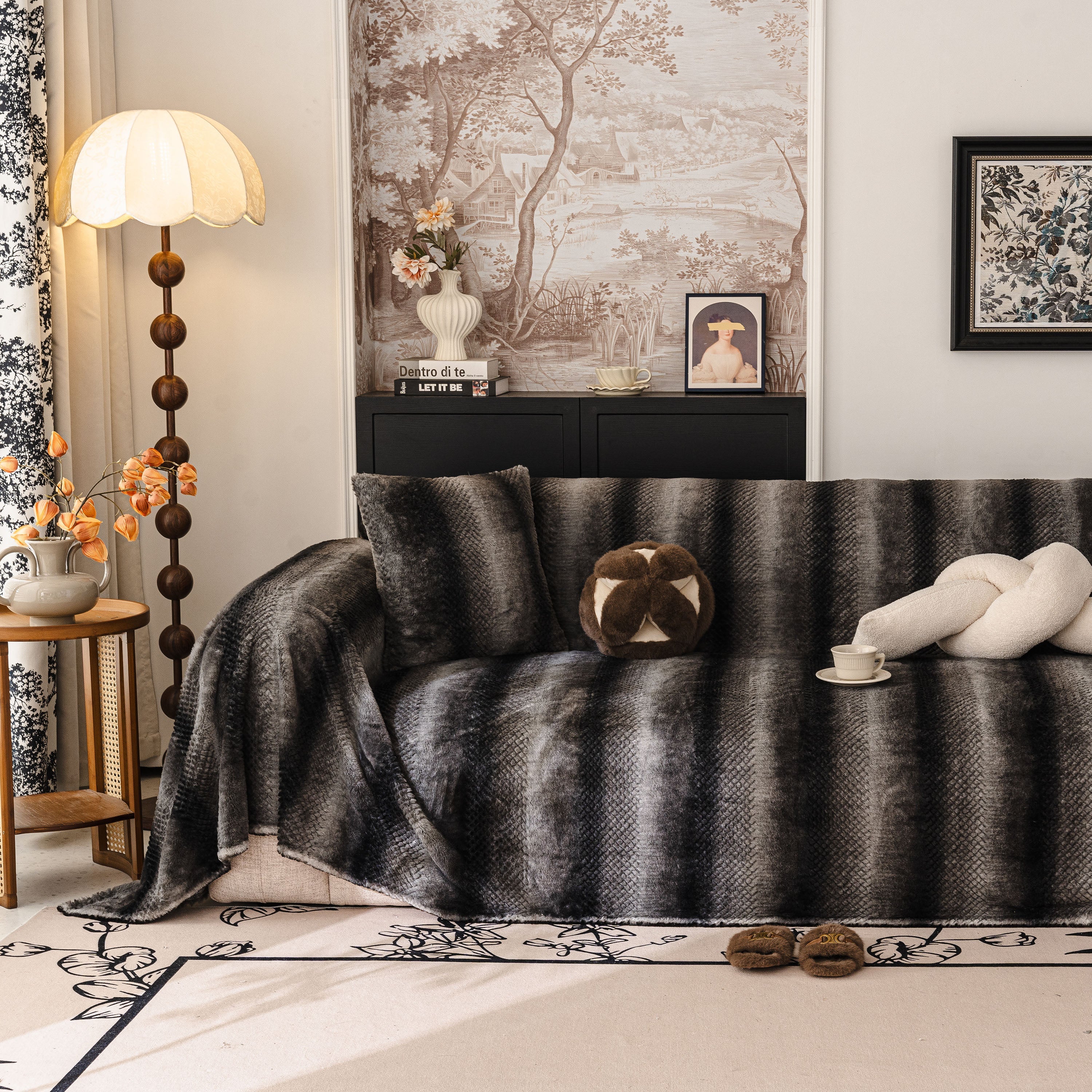 Faux Fur Sofa Cover Washable Furniture Protector for Sectional Warm & Fuzzy Slipcover - Image 22