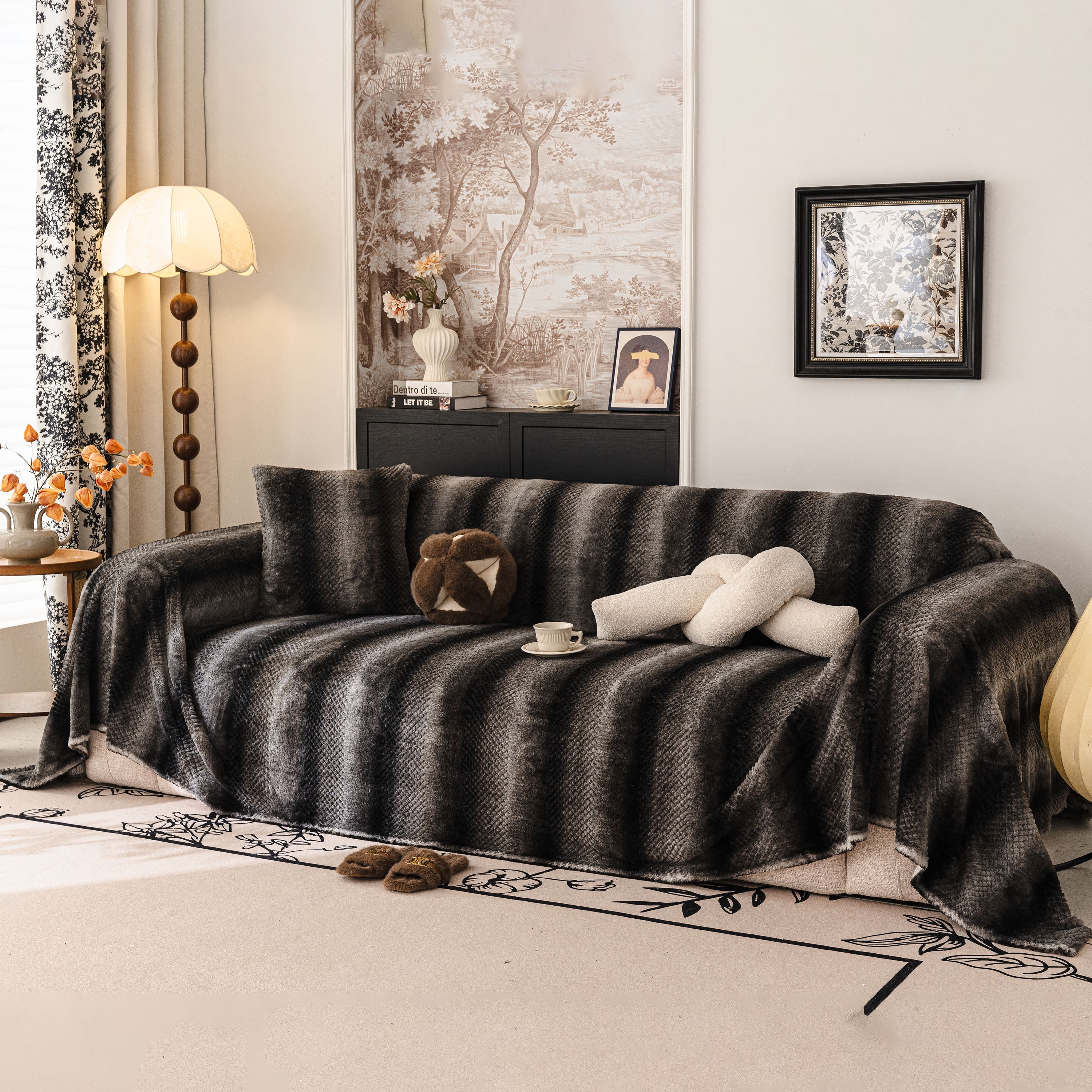 Faux Fur Sofa Cover Washable Furniture Protector for Sectional Warm & Fuzzy Slipcover - Image 23
