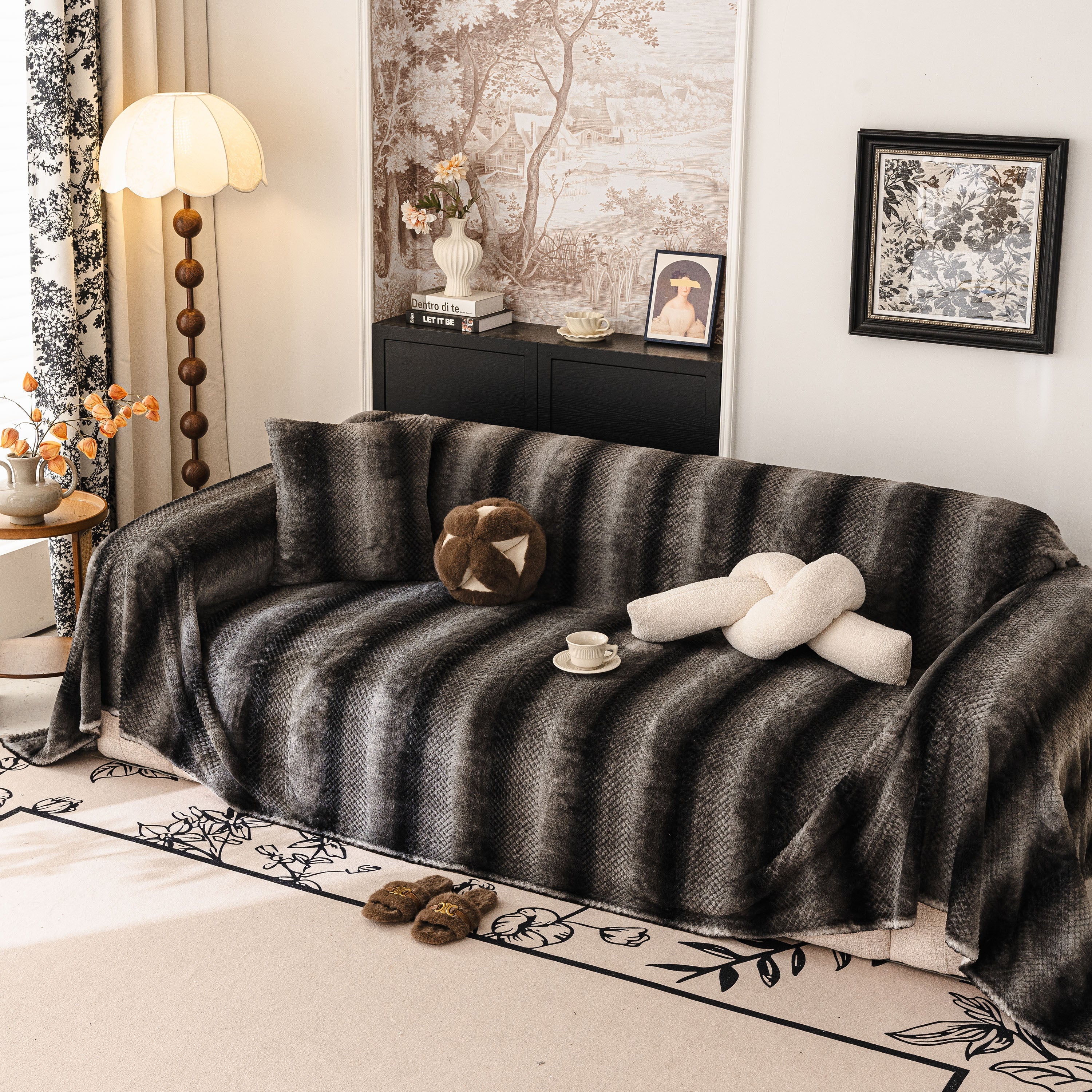 Faux Fur Sofa Cover Washable Furniture Protector for Sectional Warm & Fuzzy Slipcover - Image 27