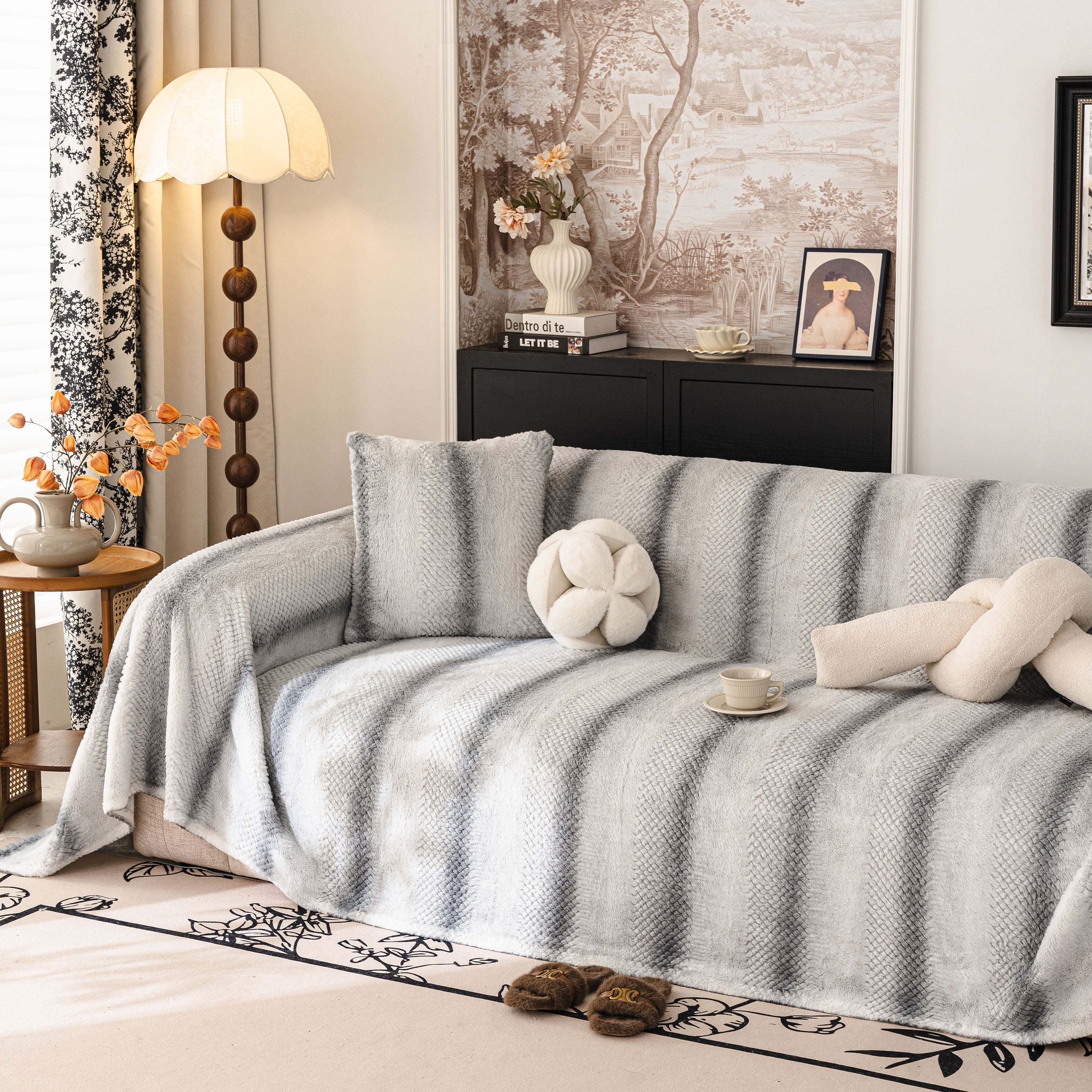 Faux Fur Sofa Cover Washable Furniture Protector for Sectional Warm & Fuzzy Slipcover - Image 3