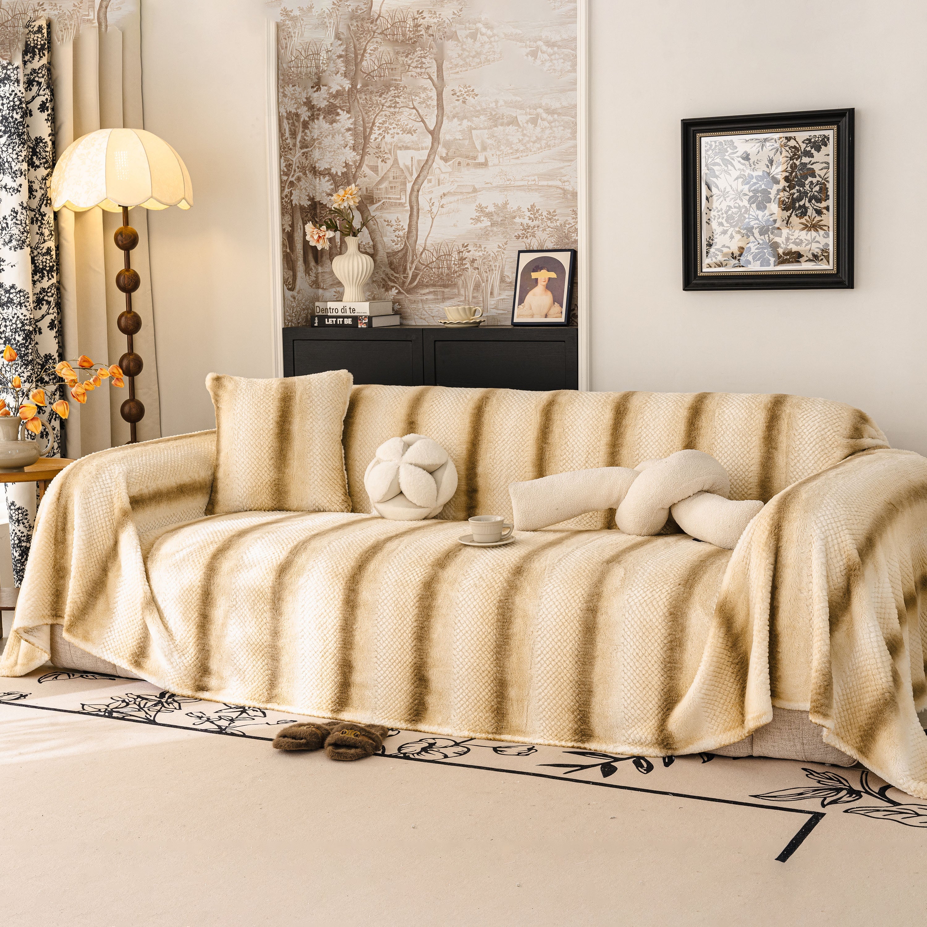 Faux Fur Sofa Cover Washable Furniture Protector for Sectional Warm & Fuzzy Slipcover - Image 43