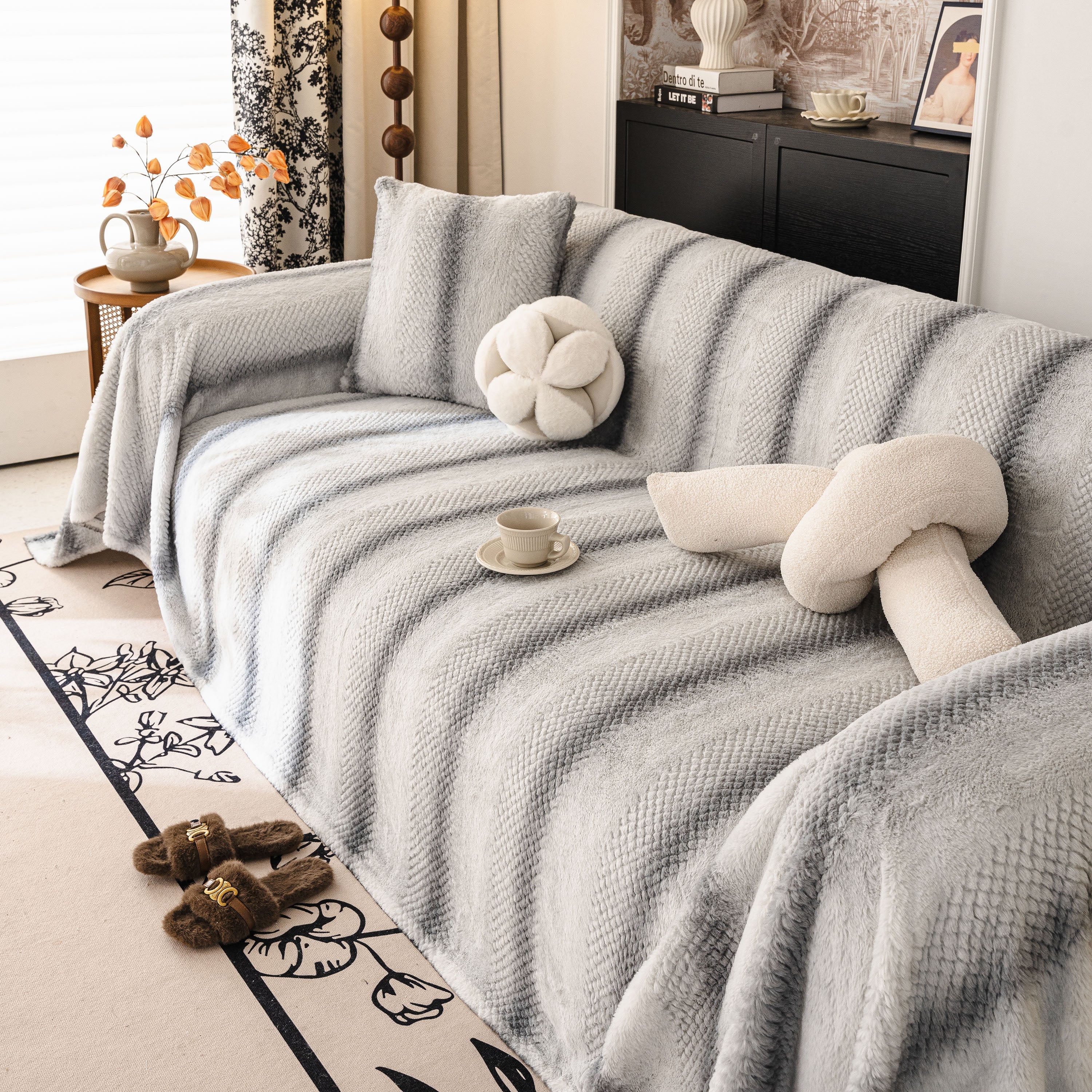 Faux Fur Sofa Cover Washable Furniture Protector for Sectional Warm & Fuzzy Slipcover - Image 5