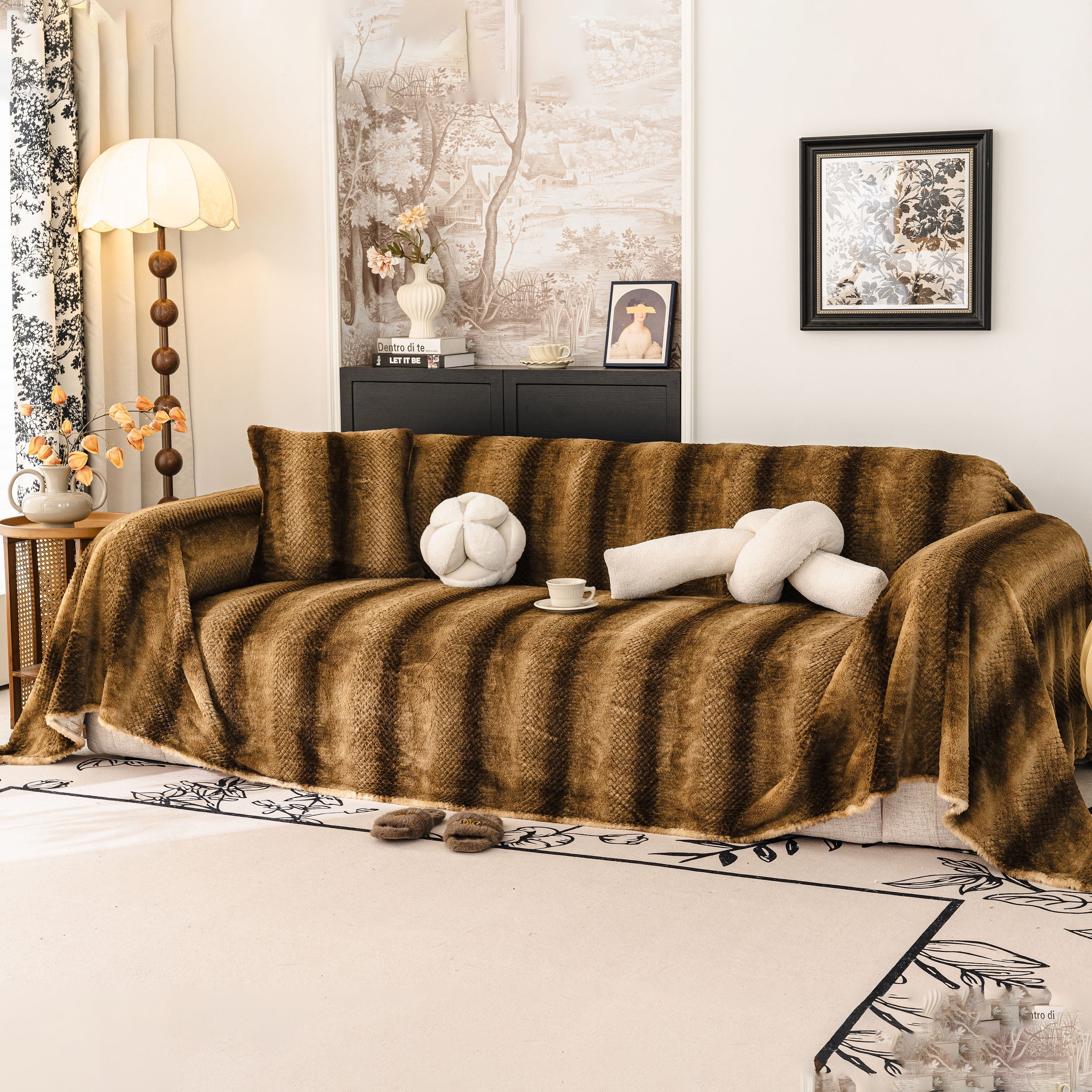 Faux Fur Sofa Cover Washable Furniture Protector for Sectional Warm & Fuzzy Slipcover - Image 64