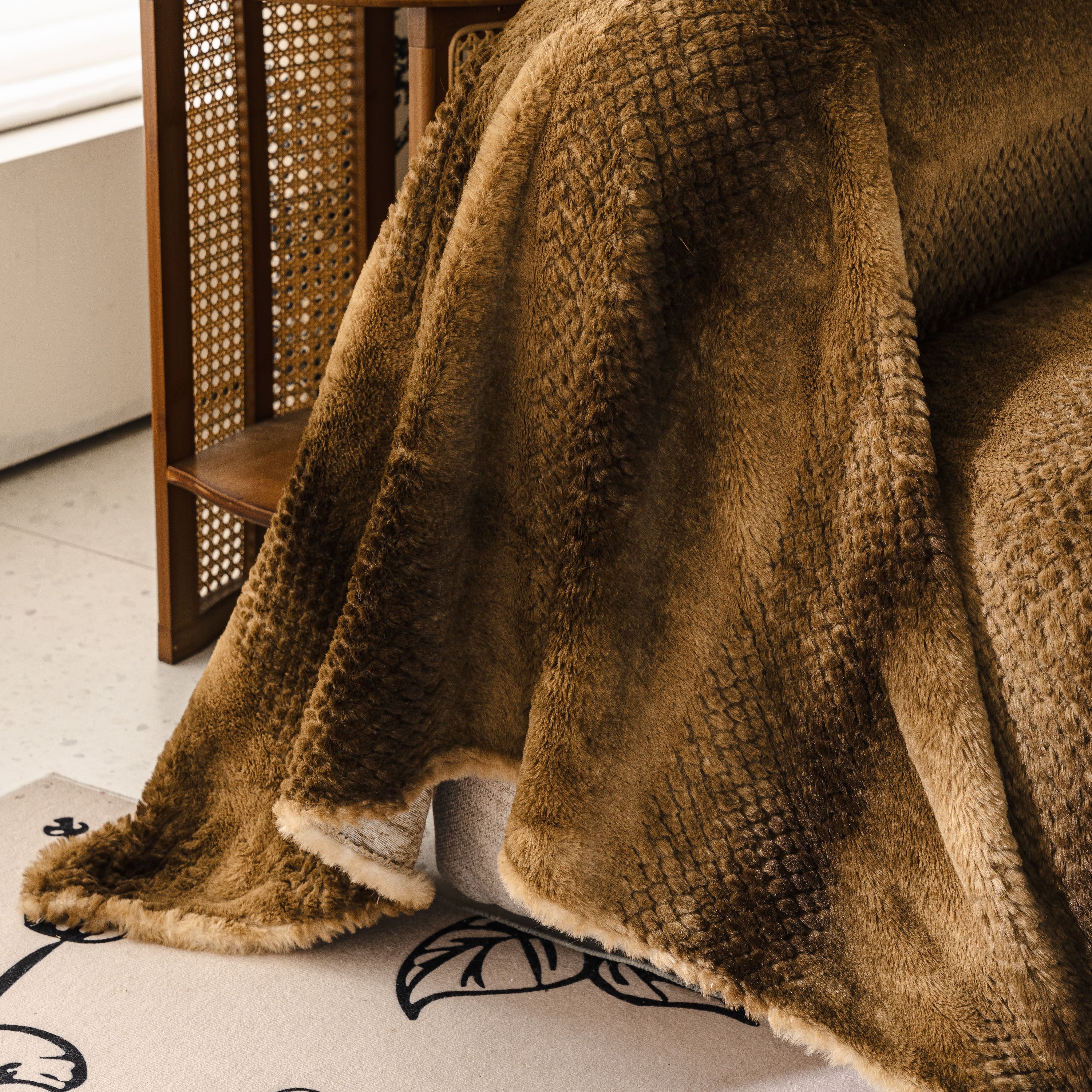 Faux Fur Sofa Cover Washable Furniture Protector for Sectional Warm & Fuzzy Slipcover - Image 75