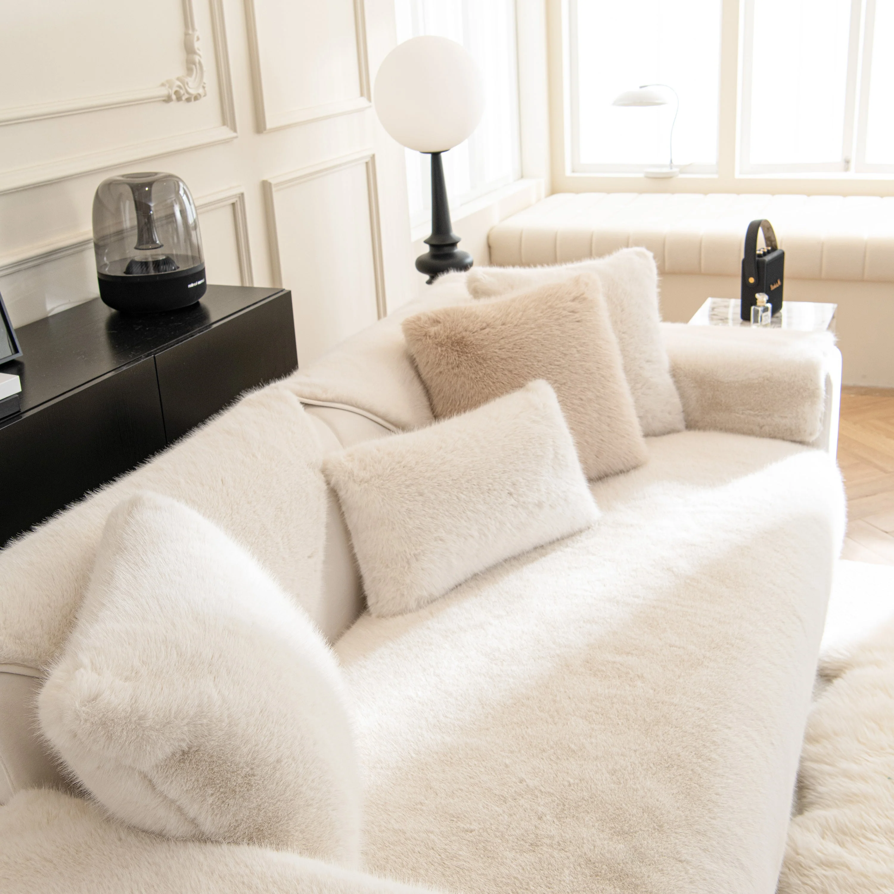 Faux Mink Velvet Luxury Fluffy Sofa Cushion, Winter Warm Thick Plush Non-slip Sofa Covers - Image 10