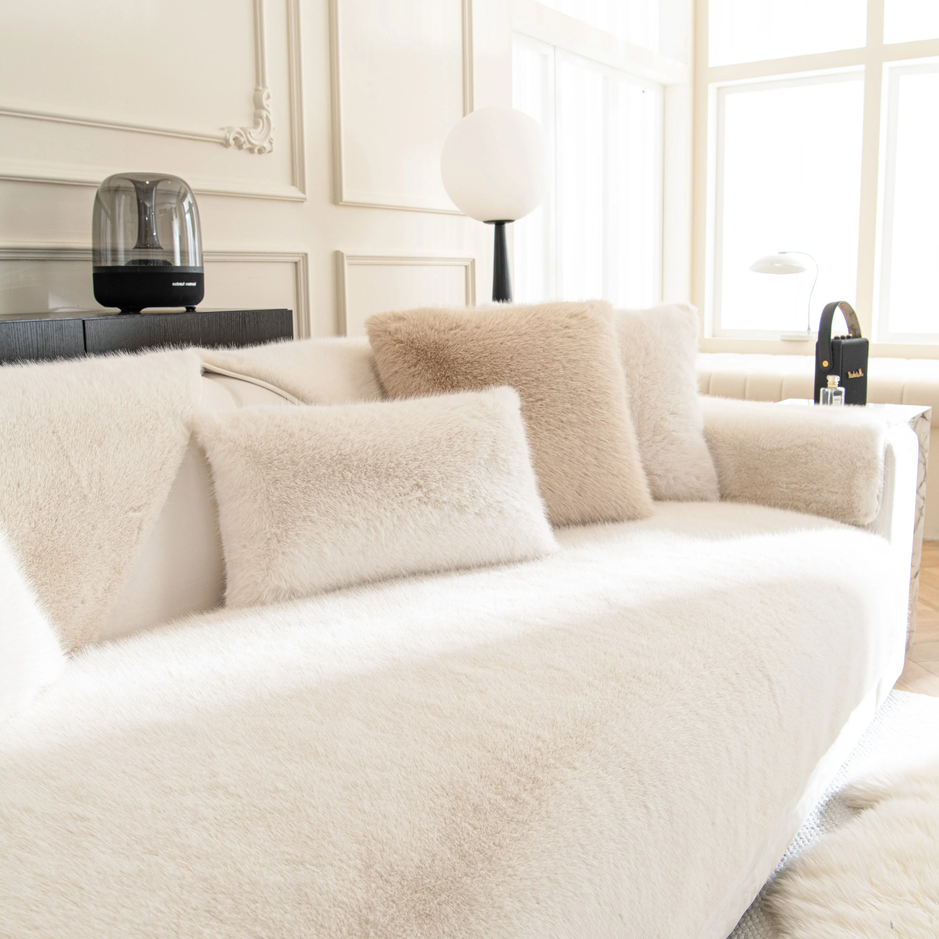 Faux Mink Velvet Luxury Fluffy Sofa Cushion, Winter Warm Thick Plush Non-slip Sofa Covers - Image 11