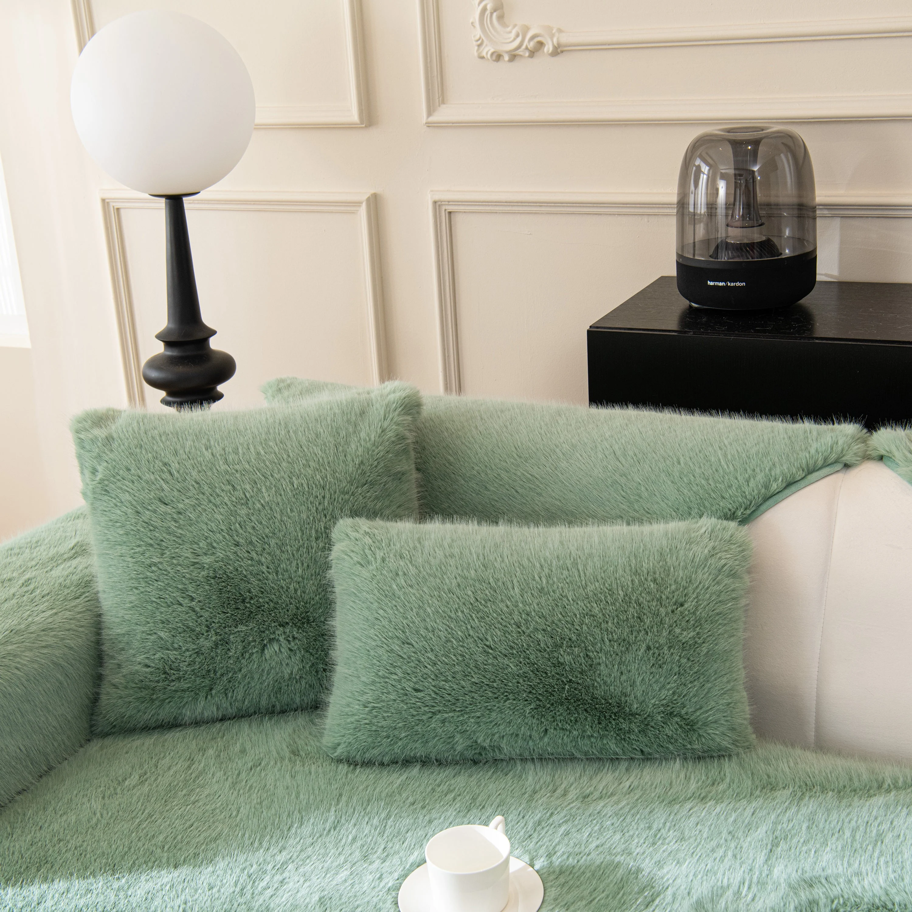 Faux Mink Velvet Luxury Fluffy Sofa Cushion, Winter Warm Thick Plush Non-slip Sofa Covers - Image 130
