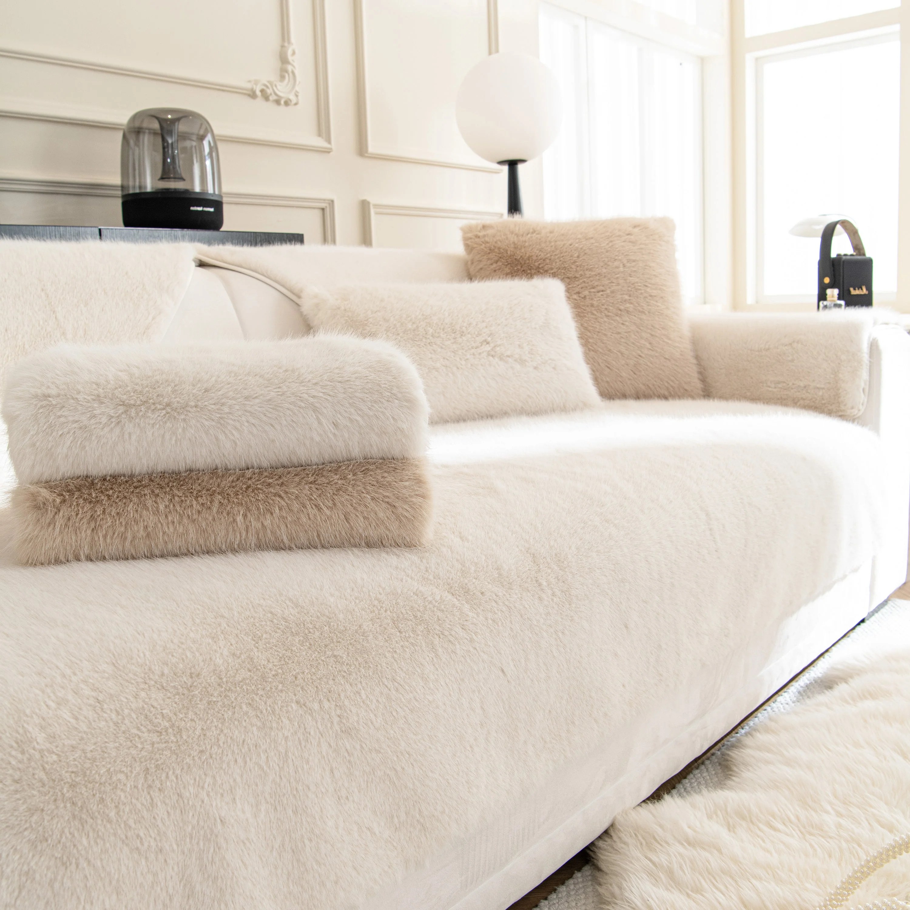 Faux Mink Velvet Luxury Fluffy Sofa Cushion, Winter Warm Thick Plush Non-slip Sofa Covers - Image 16