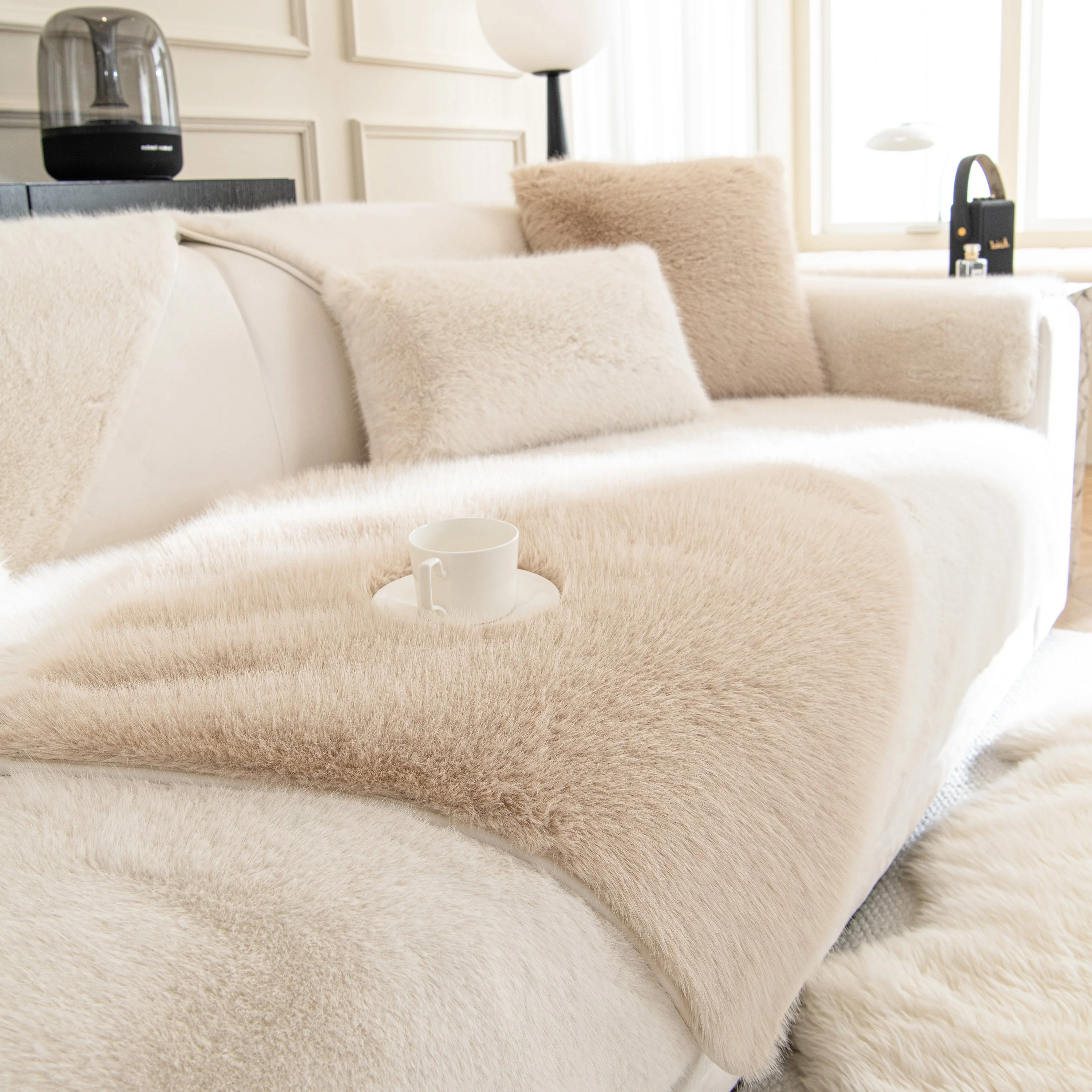 Faux Mink Velvet Luxury Fluffy Sofa Cushion, Winter Warm Thick Plush Non-slip Sofa Covers - Image 17
