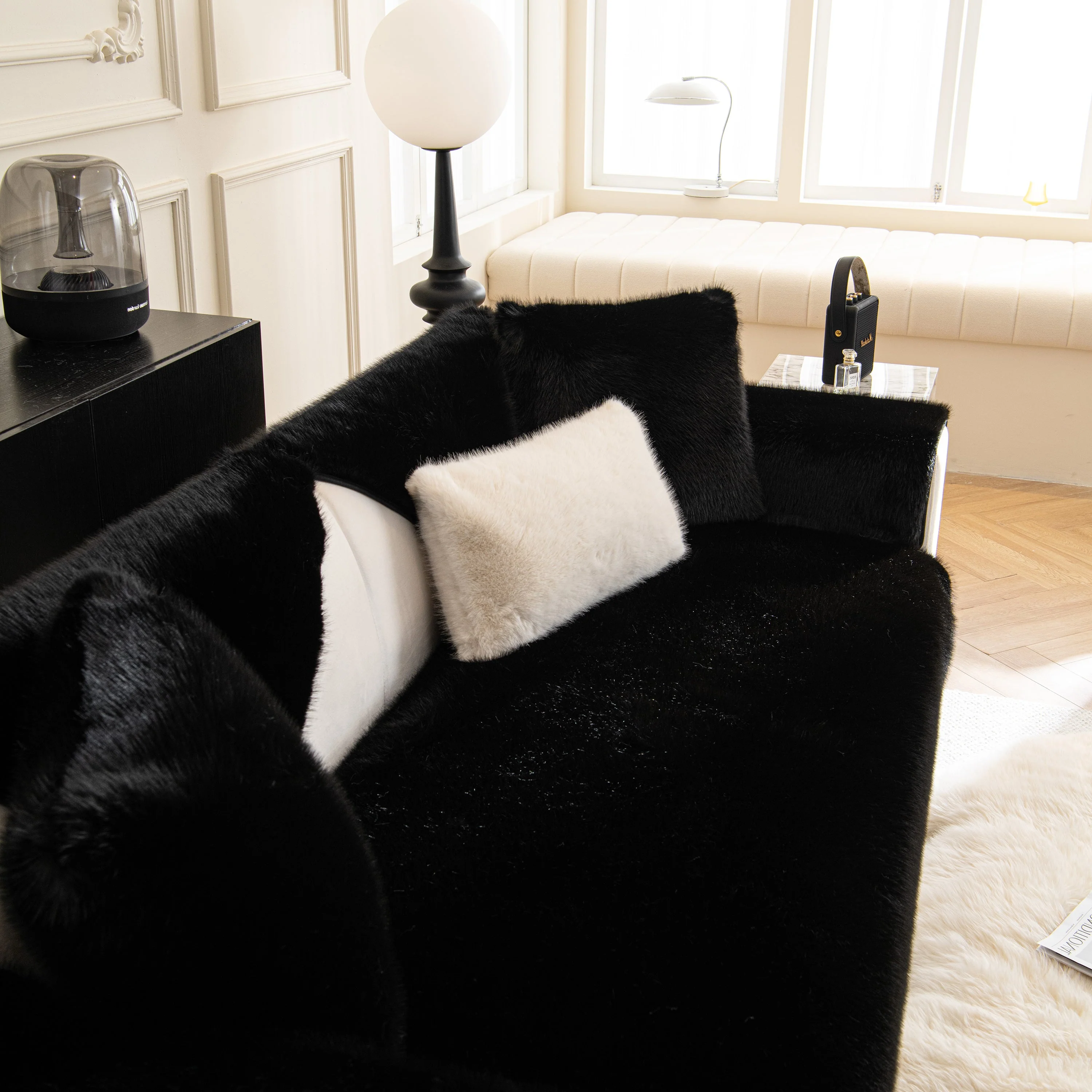 Faux Mink Velvet Luxury Fluffy Sofa Cushion, Winter Warm Thick Plush Non-slip Sofa Covers - Image 31