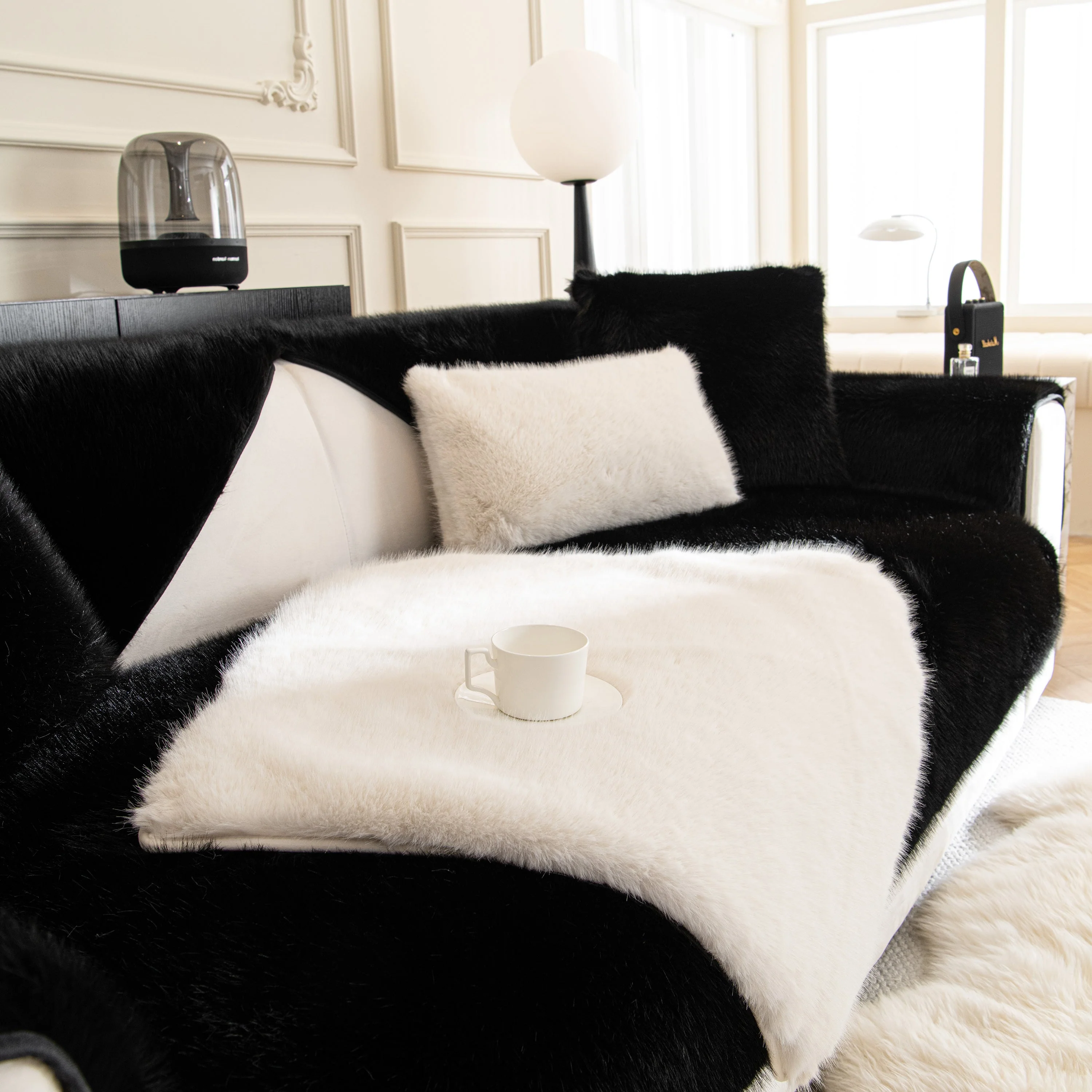 Faux Mink Velvet Luxury Fluffy Sofa Cushion, Winter Warm Thick Plush Non-slip Sofa Covers - Image 35