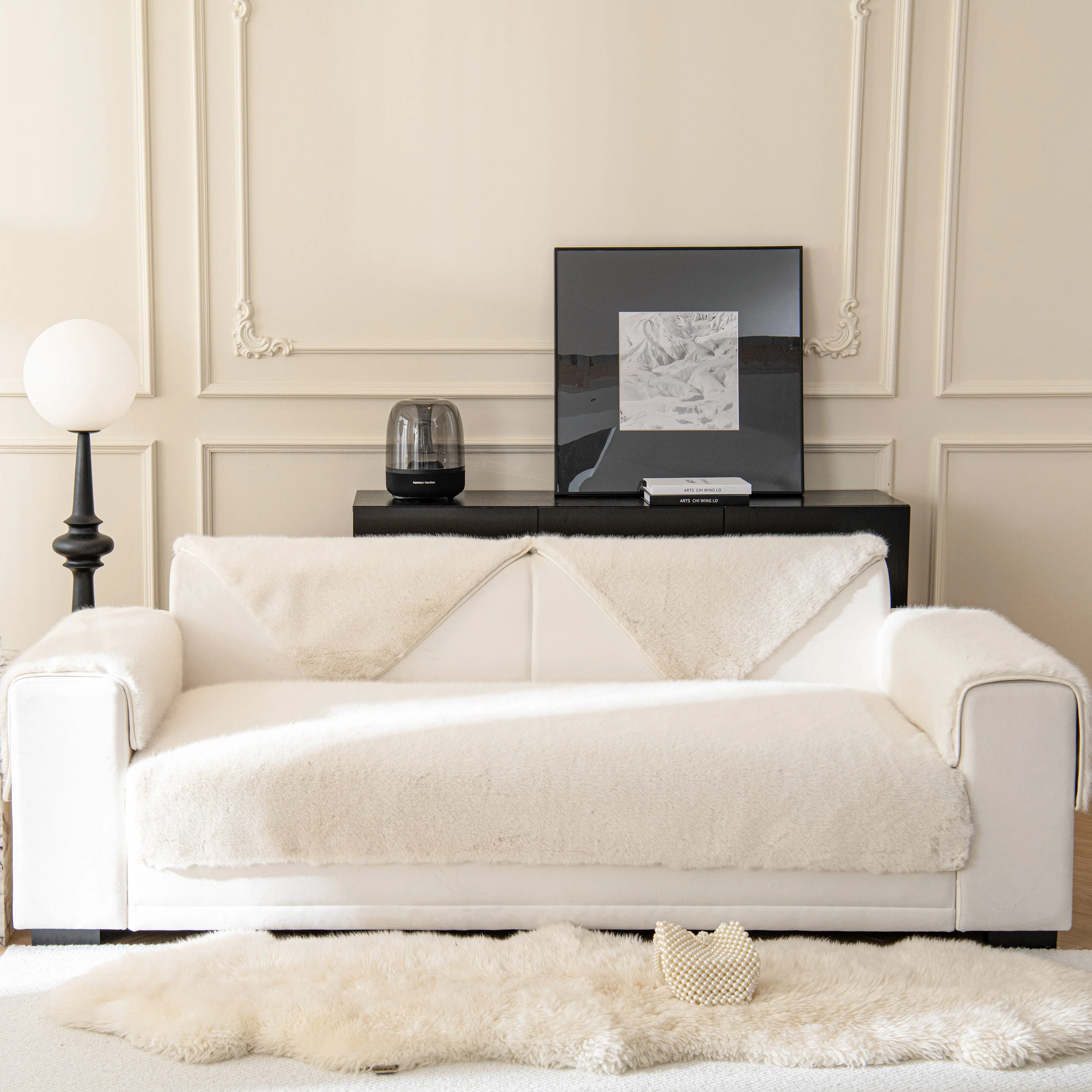 Faux Mink Velvet Luxury Fluffy Sofa Cushion, Winter Warm Thick Plush Non-slip Sofa Covers - Image 4