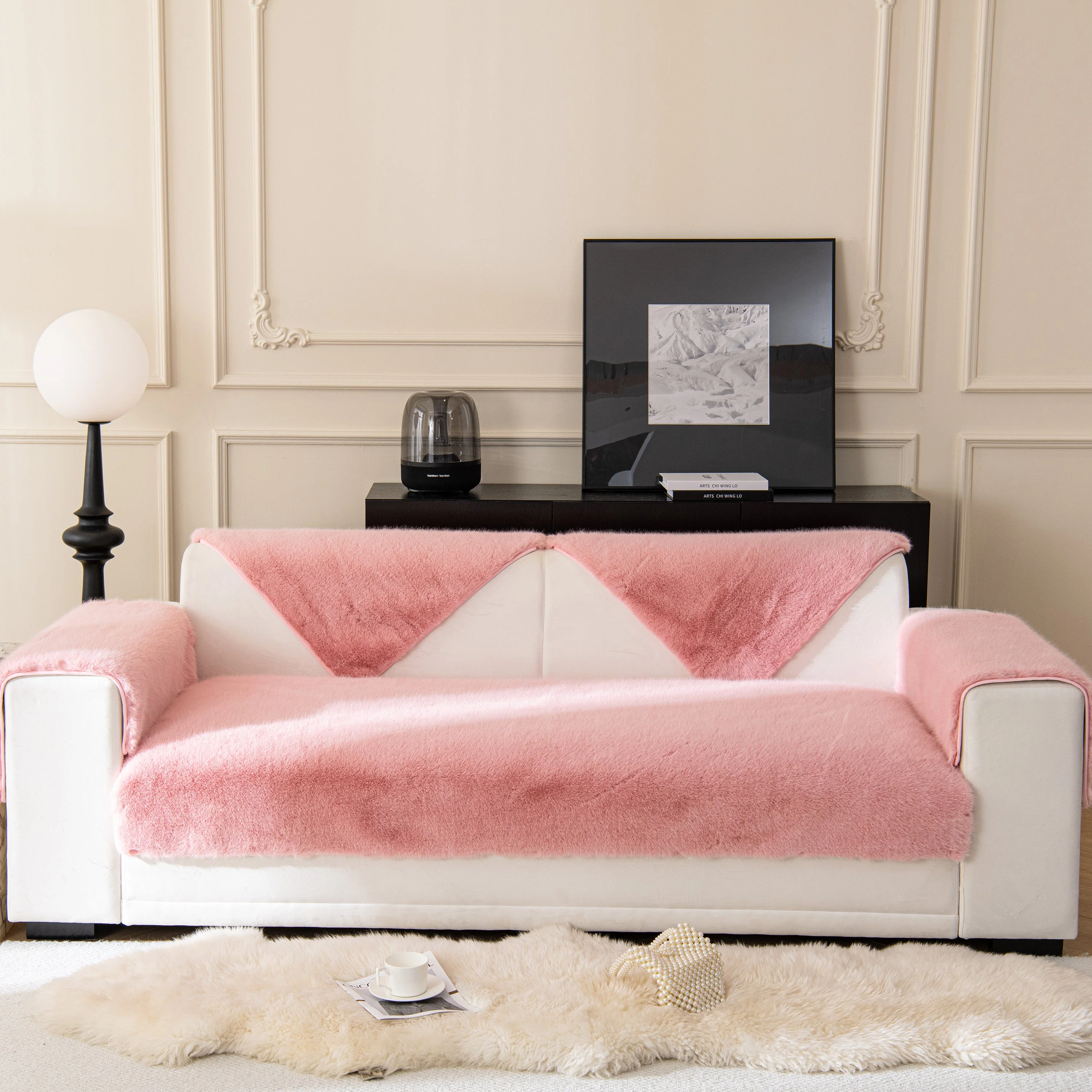 Faux Mink Velvet Luxury Fluffy Sofa Cushion, Winter Warm Thick Plush Non-slip Sofa Covers - Image 41