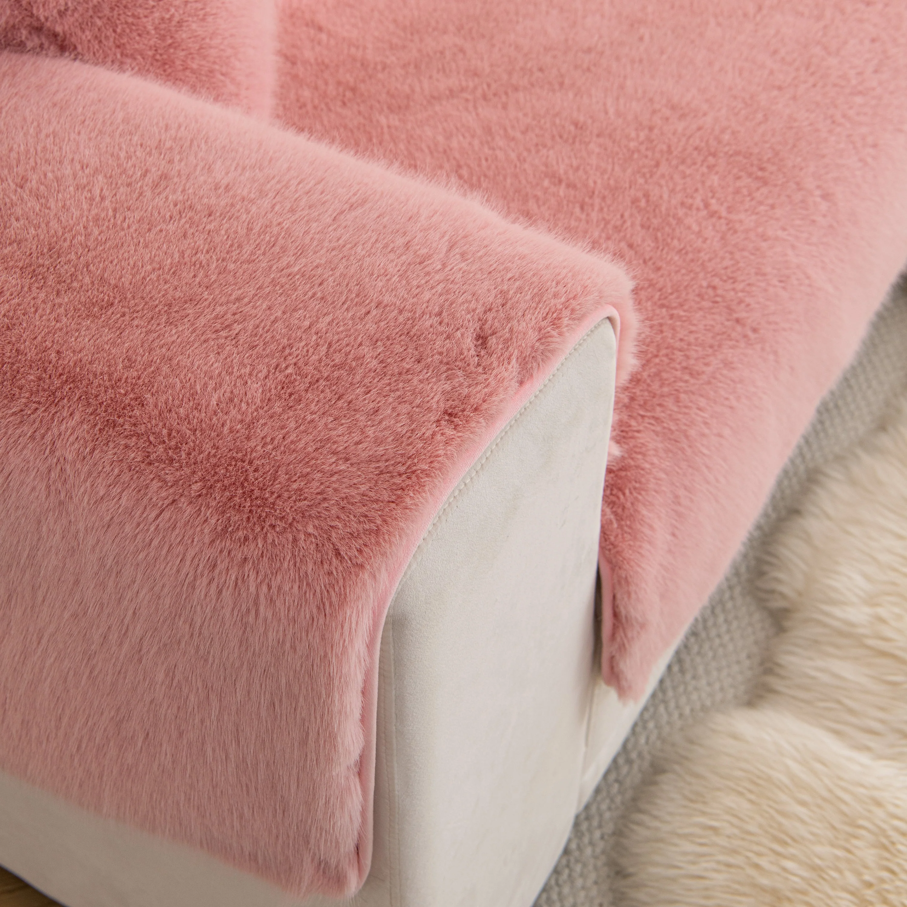 Faux Mink Velvet Luxury Fluffy Sofa Cushion, Winter Warm Thick Plush Non-slip Sofa Covers - Image 48