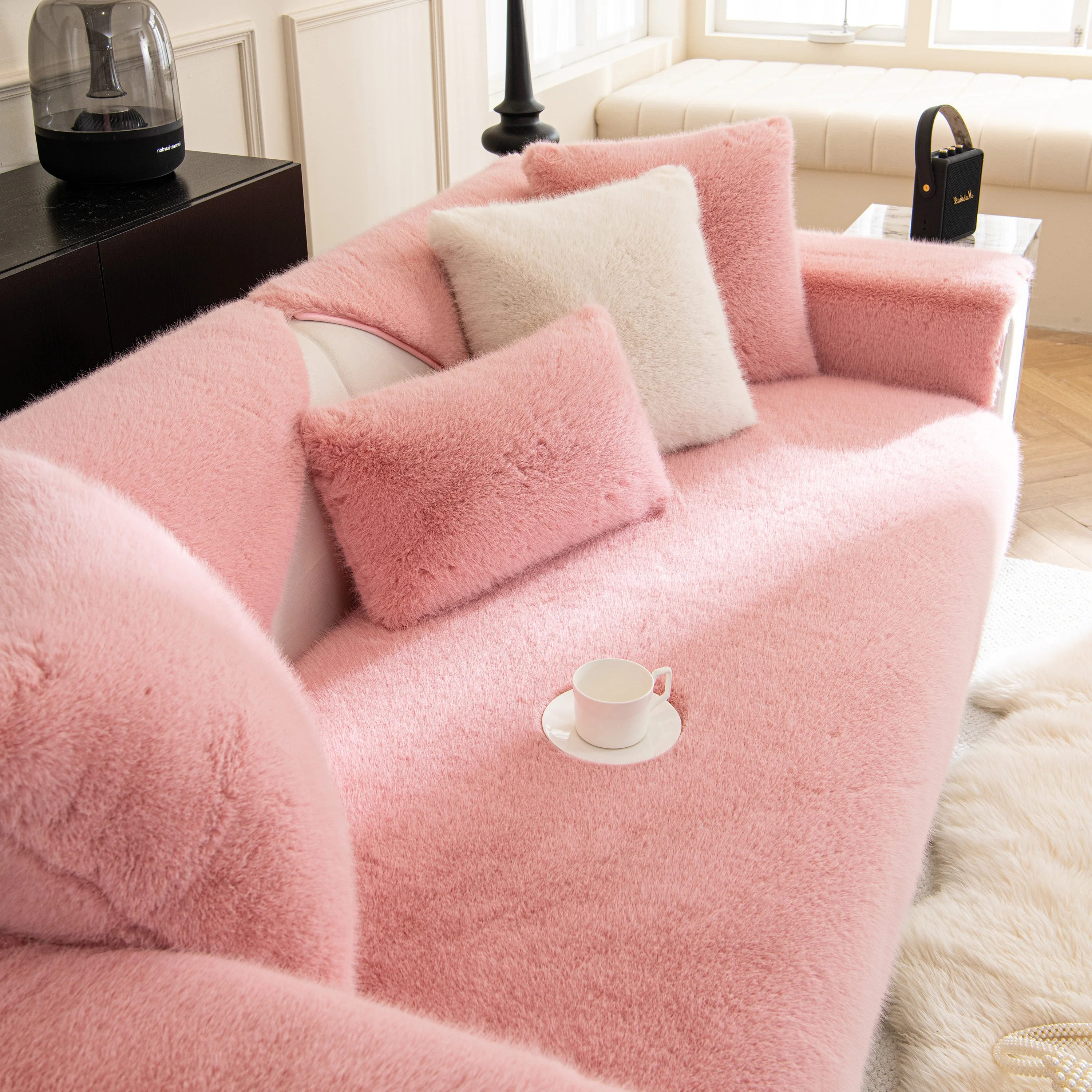 Faux Mink Velvet Luxury Fluffy Sofa Cushion, Winter Warm Thick Plush Non-slip Sofa Covers - Image 50