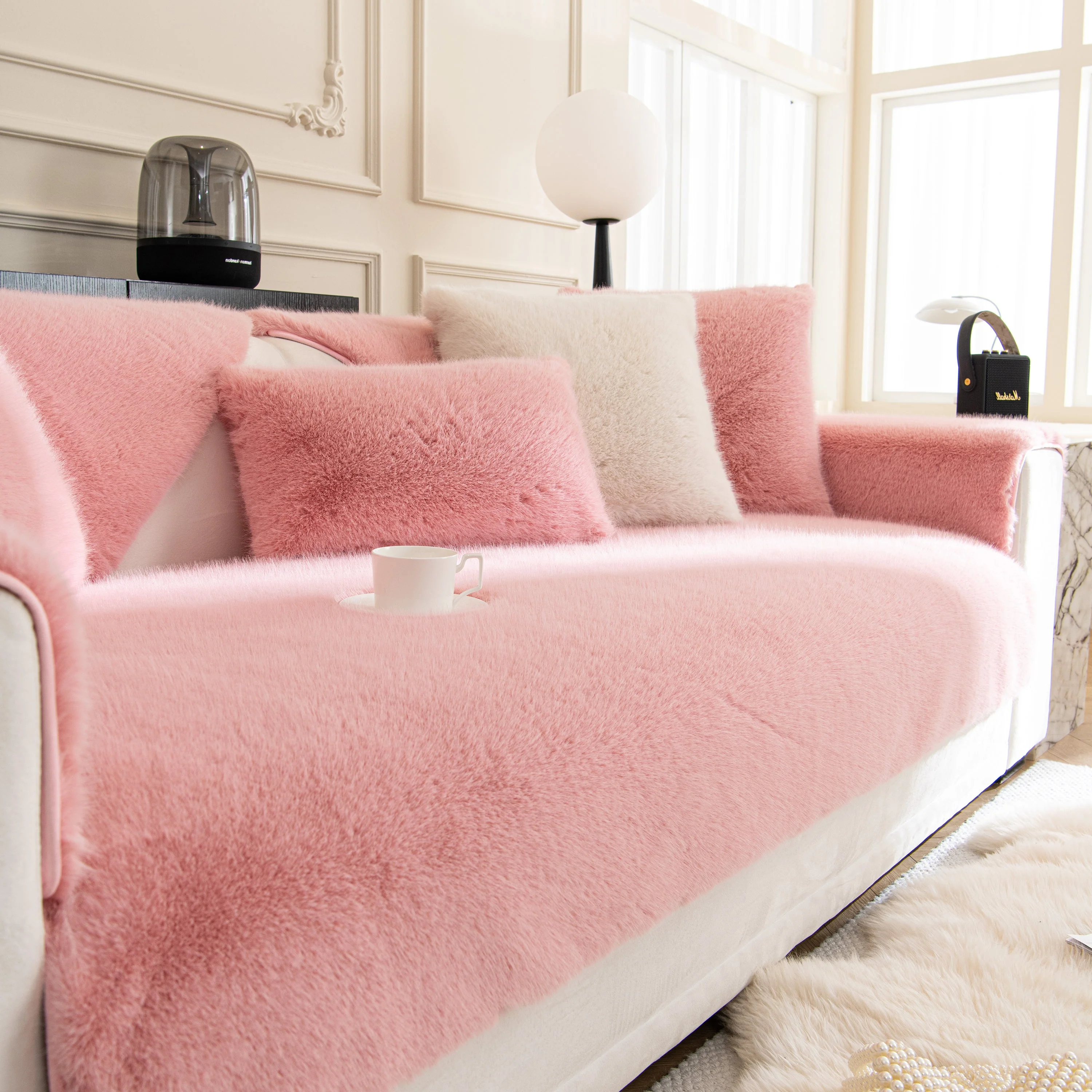 Faux Mink Velvet Luxury Fluffy Sofa Cushion, Winter Warm Thick Plush Non-slip Sofa Covers - Image 51