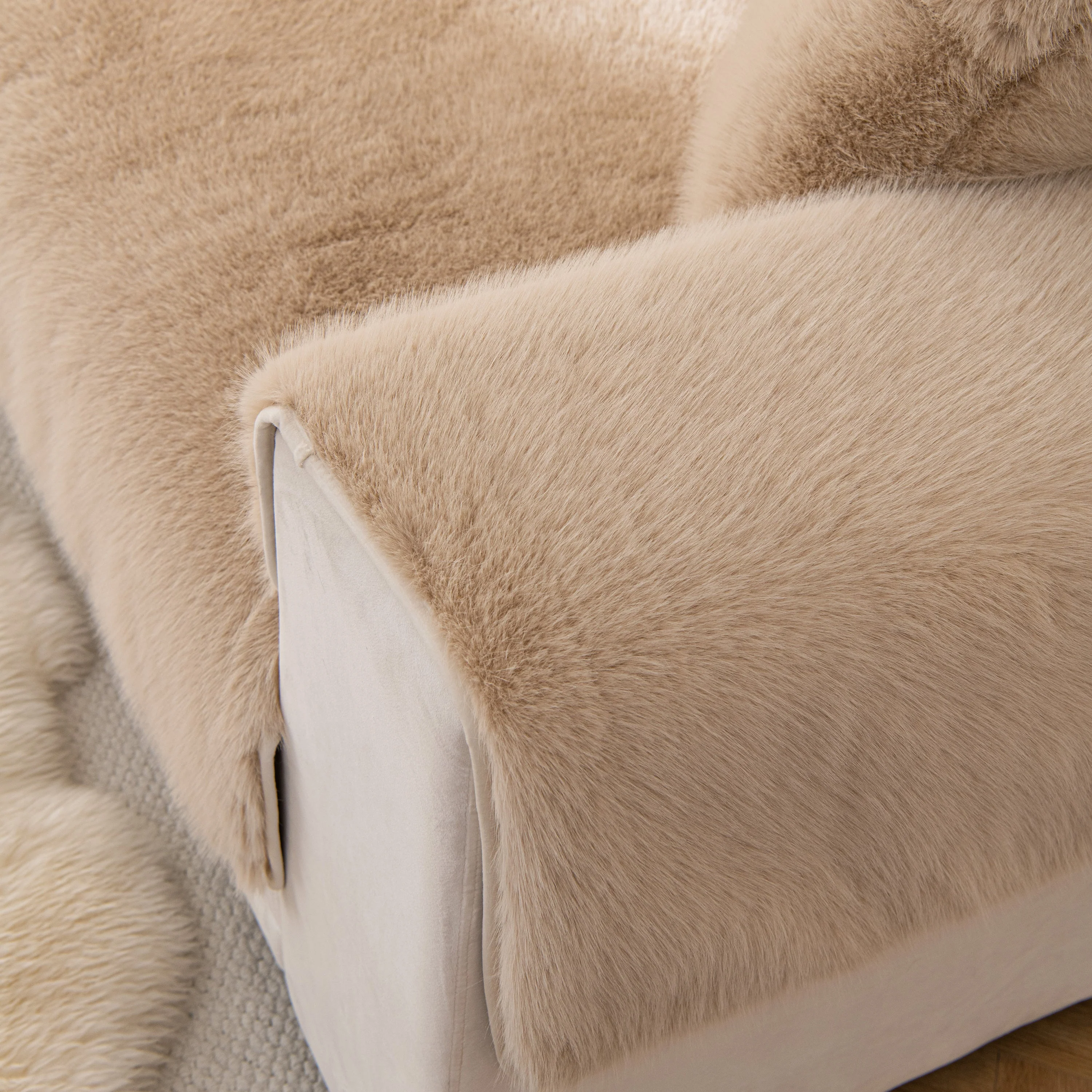 Faux Mink Velvet Luxury Fluffy Sofa Cushion, Winter Warm Thick Plush Non-slip Sofa Covers - Image 70