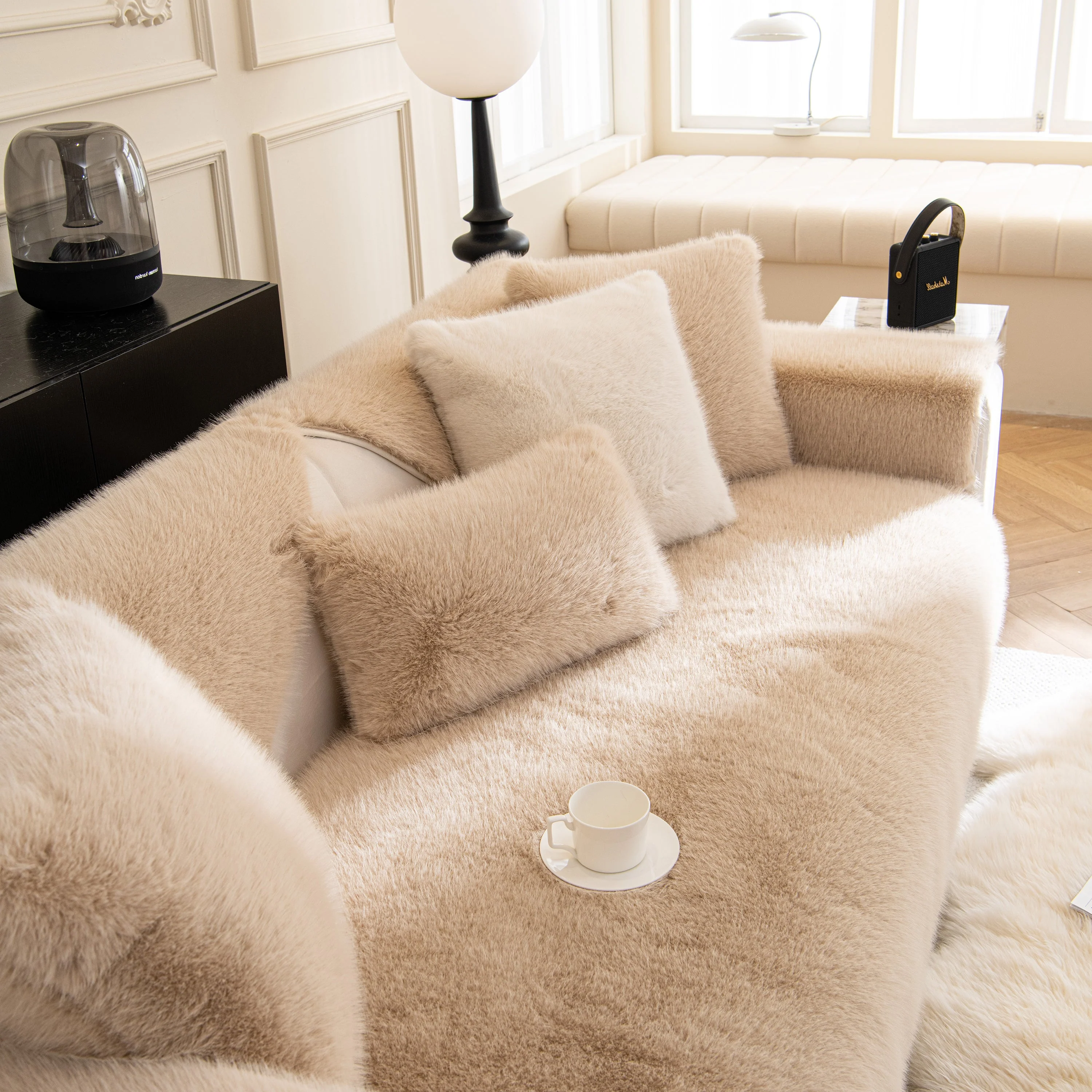 Faux Mink Velvet Luxury Fluffy Sofa Cushion, Winter Warm Thick Plush Non-slip Sofa Covers - Image 72