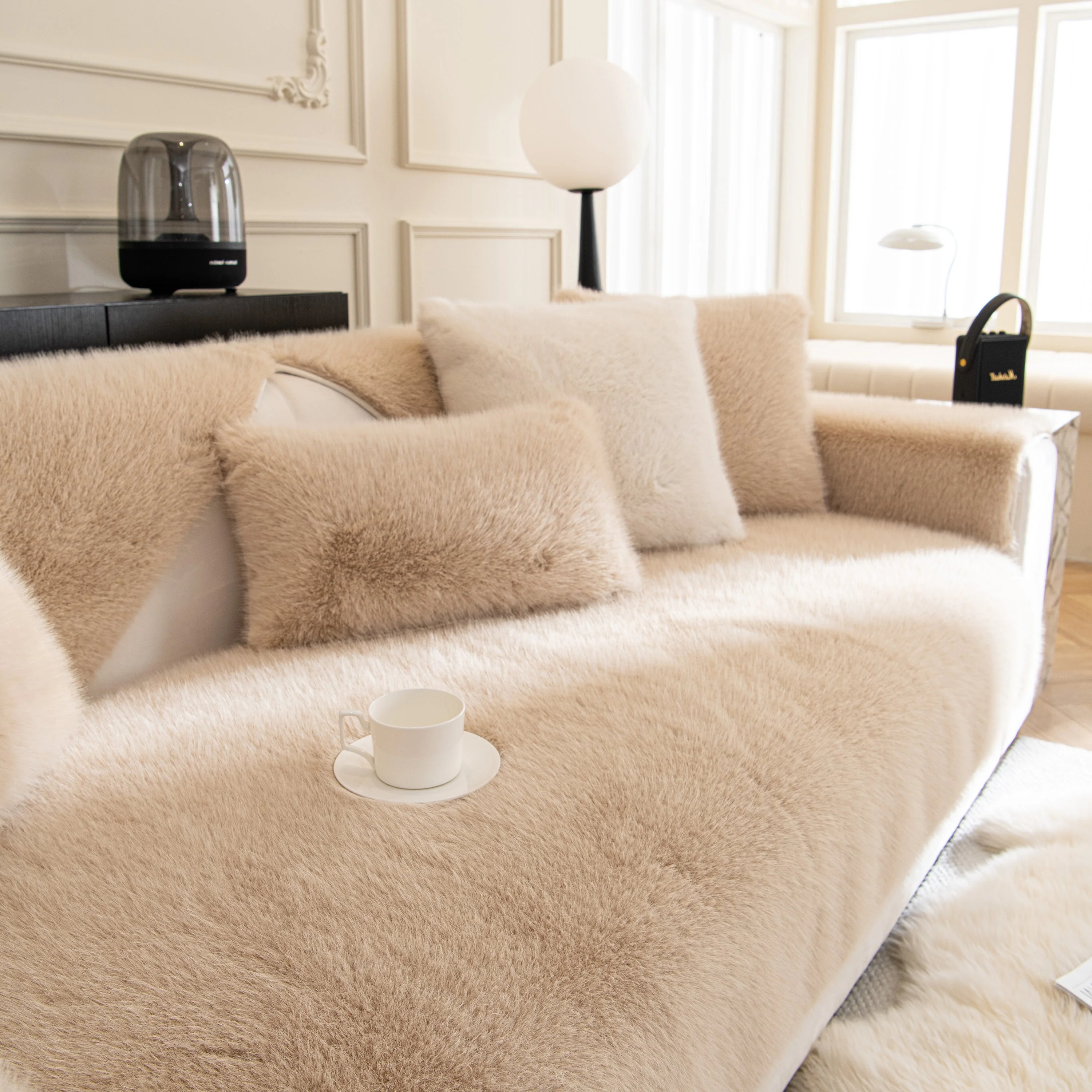 Faux Mink Velvet Luxury Fluffy Sofa Cushion, Winter Warm Thick Plush Non-slip Sofa Covers - Image 73
