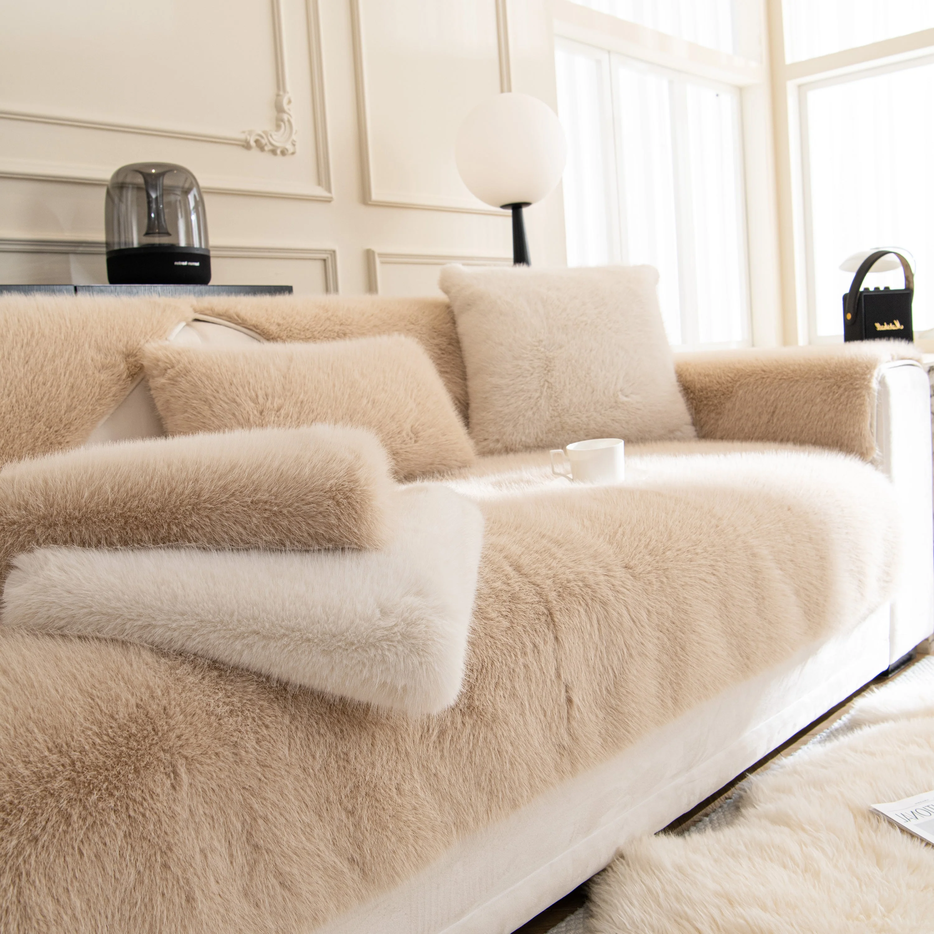 Faux Mink Velvet Luxury Fluffy Sofa Cushion, Winter Warm Thick Plush Non-slip Sofa Covers - Image 80