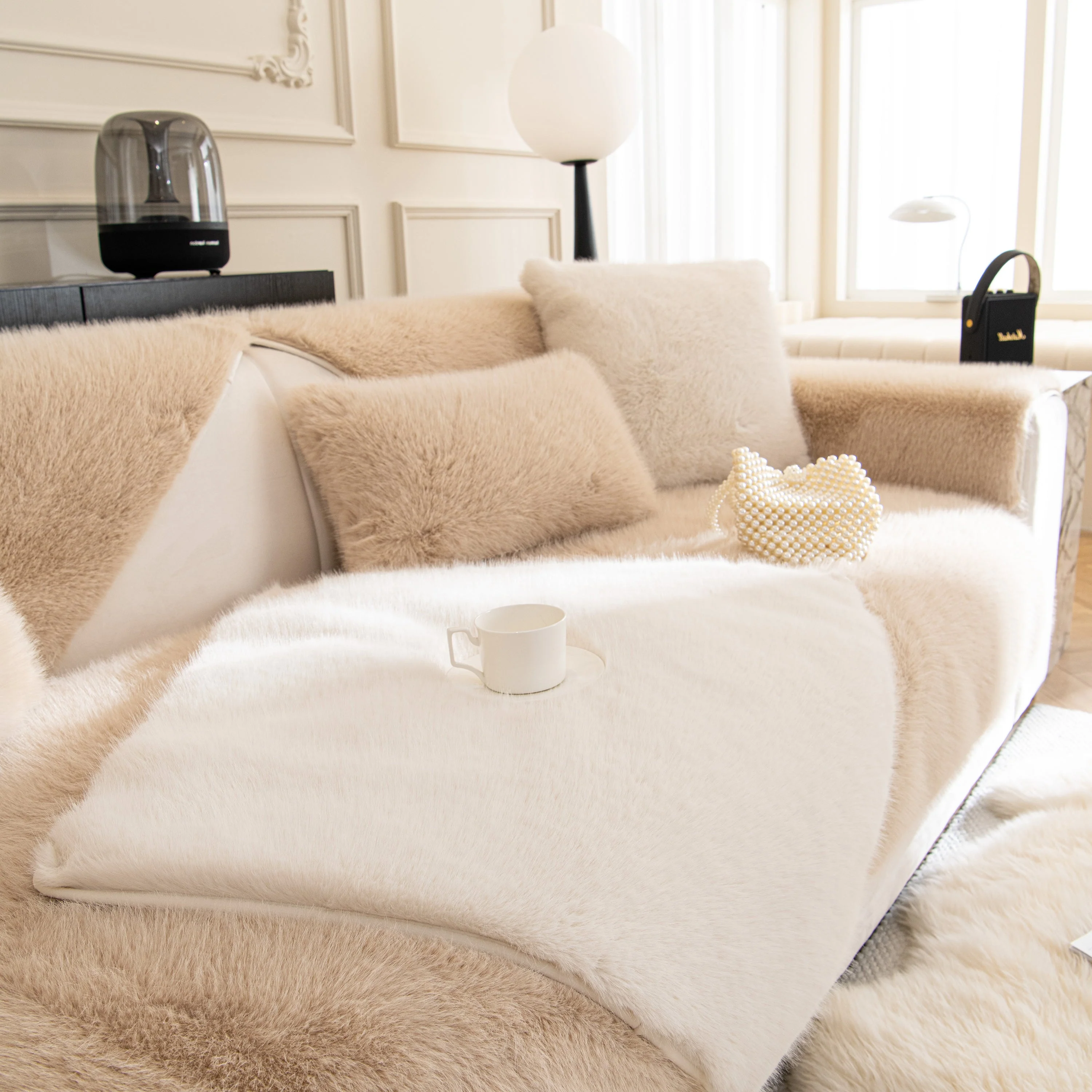 Faux Mink Velvet Luxury Fluffy Sofa Cushion, Winter Warm Thick Plush Non-slip Sofa Covers - Image 82