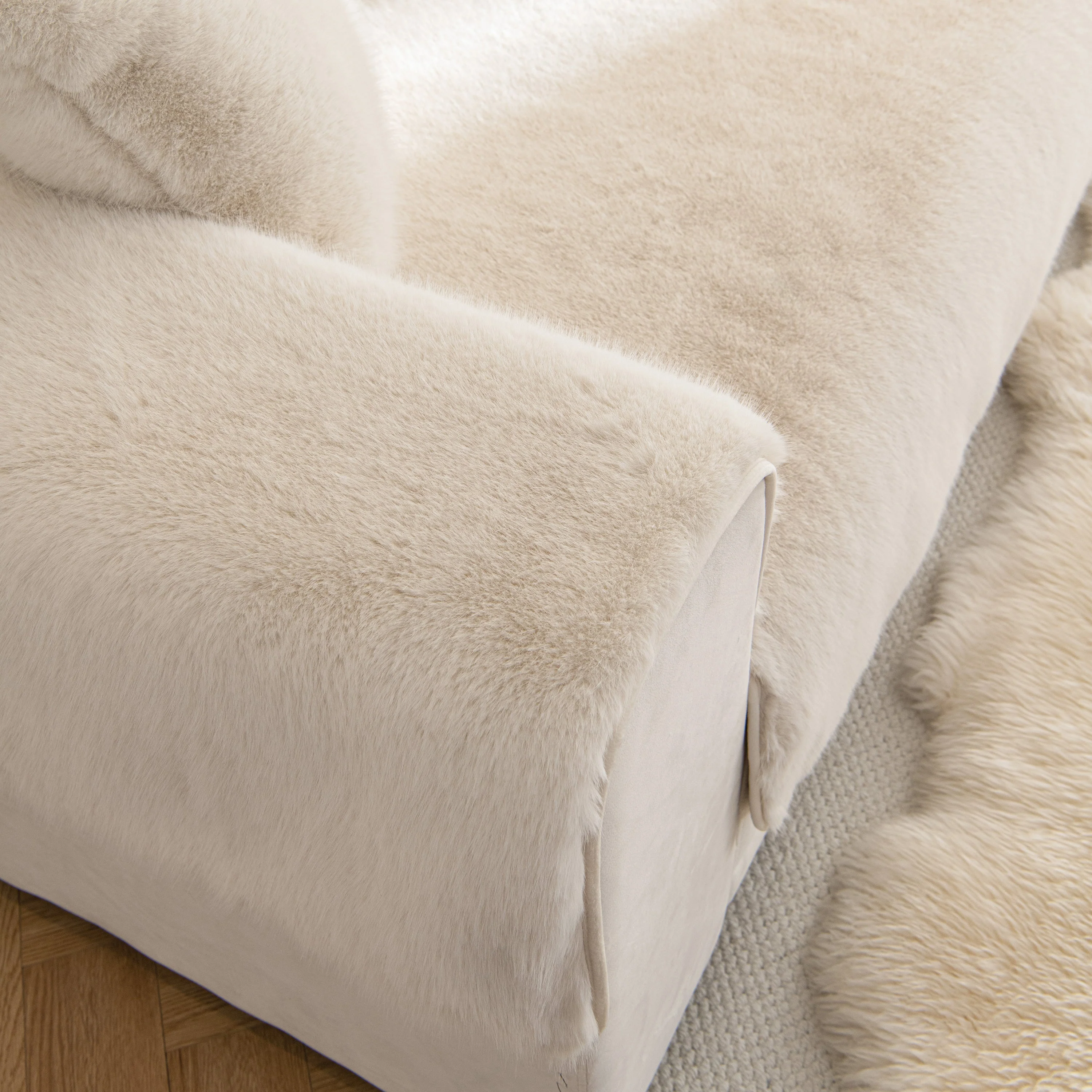 Faux Mink Velvet Luxury Fluffy Sofa Cushion, Winter Warm Thick Plush Non-slip Sofa Covers - Image 9