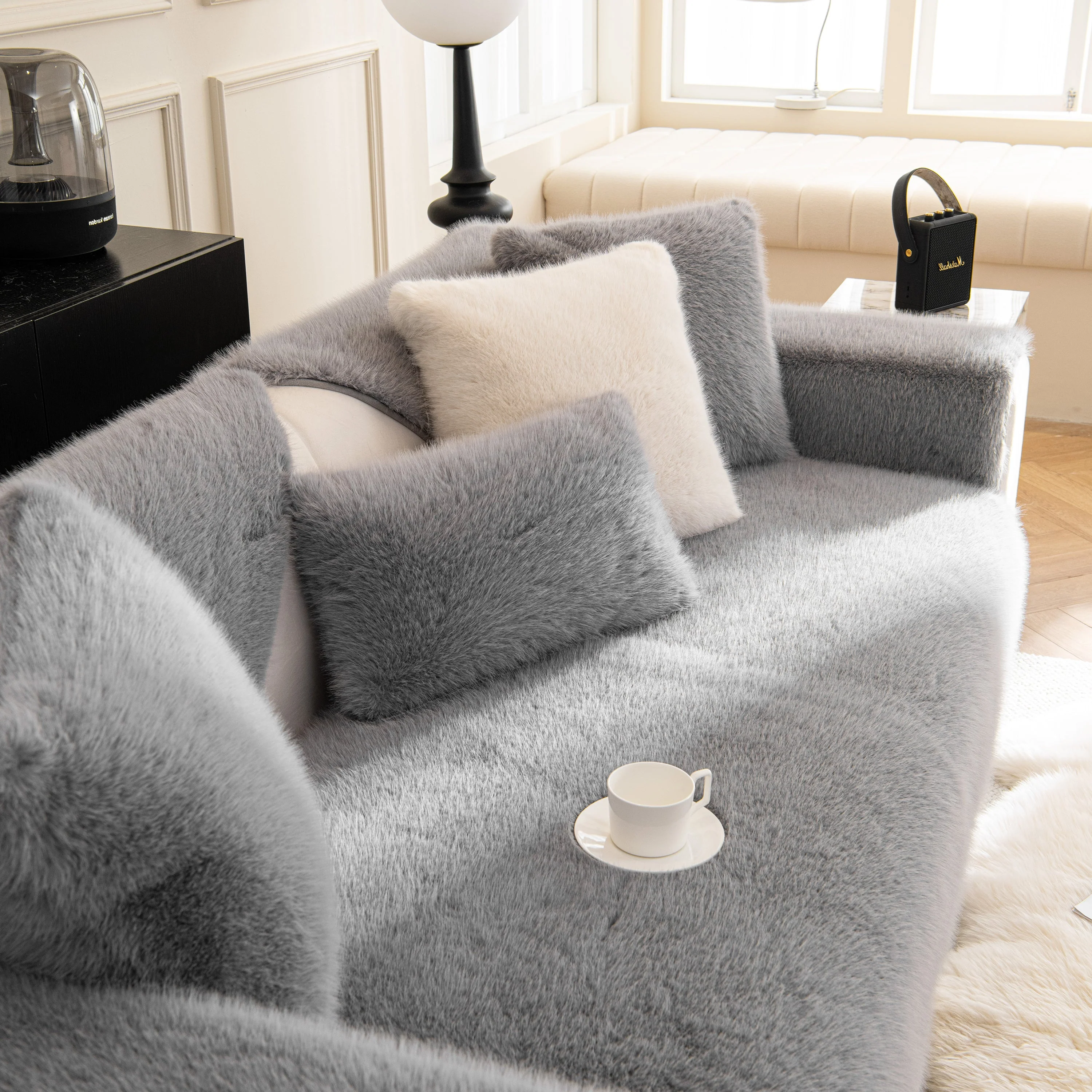 Faux Mink Velvet Luxury Fluffy Sofa Cushion, Winter Warm Thick Plush Non-slip Sofa Covers - Image 96