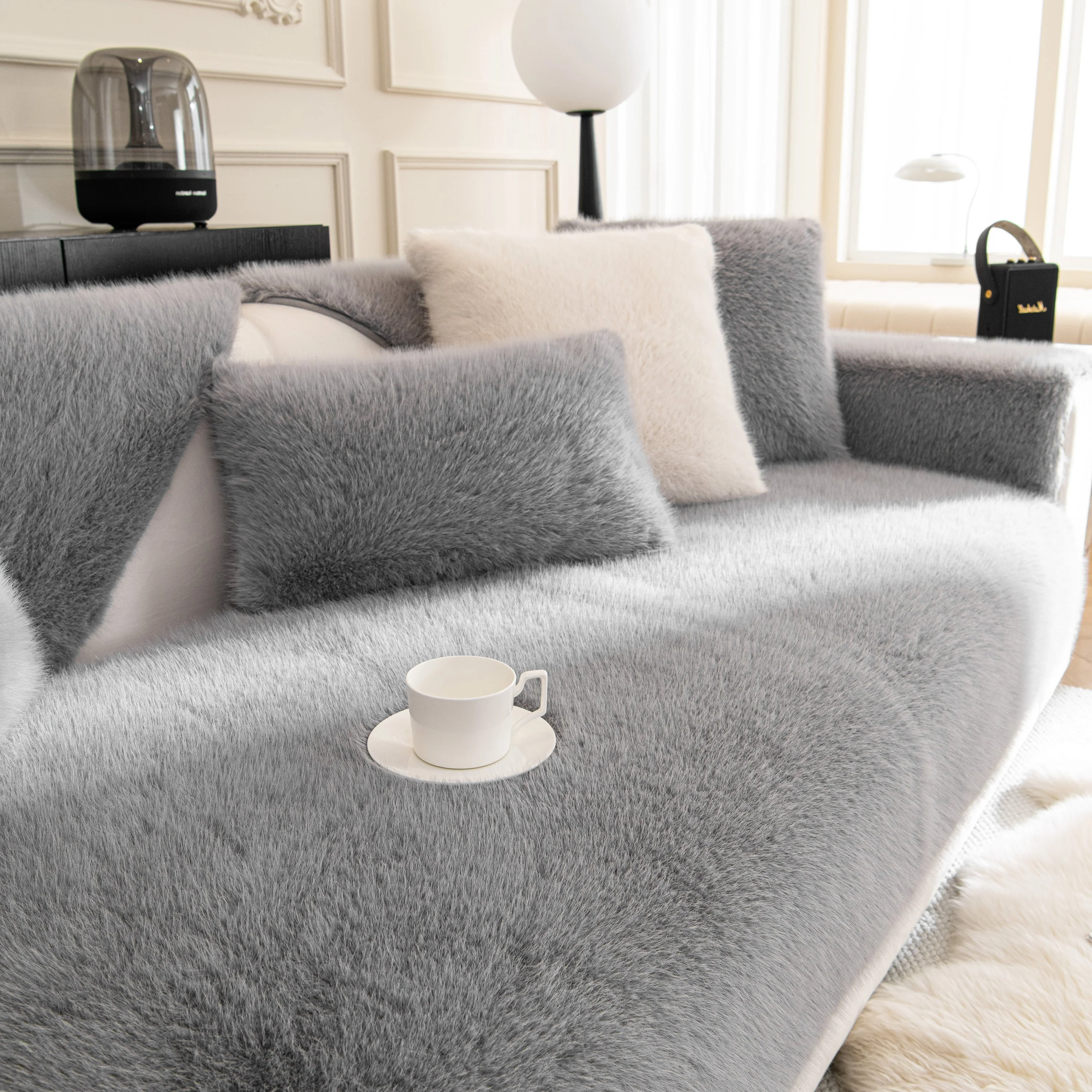 Faux Mink Velvet Luxury Fluffy Sofa Cushion, Winter Warm Thick Plush Non-slip Sofa Covers - Image 97