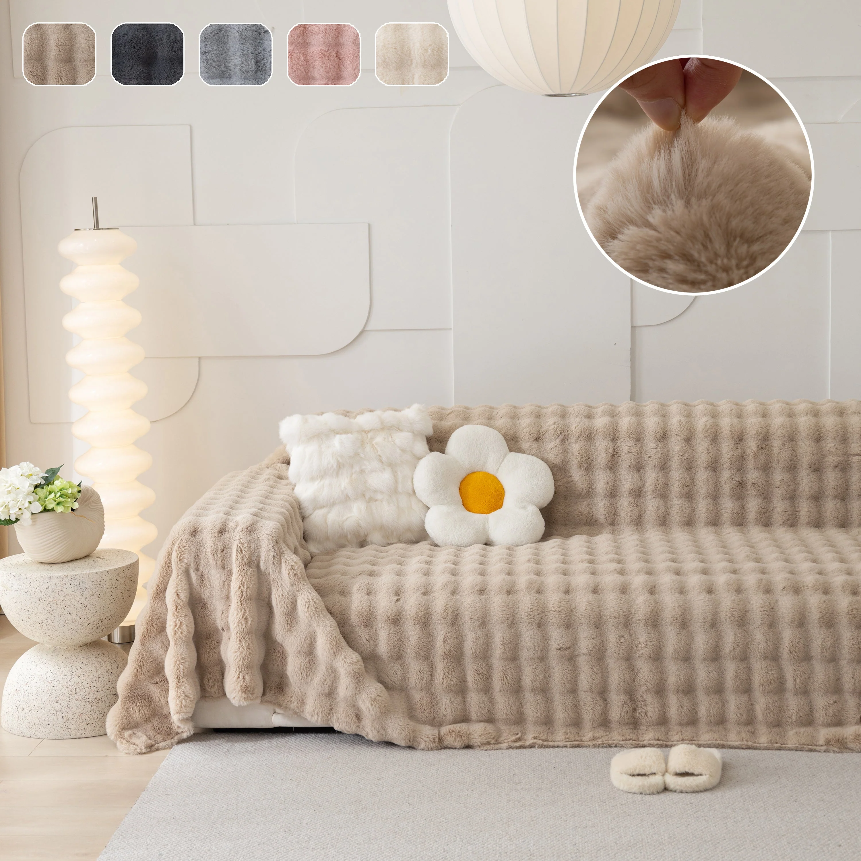 Faux Rabbit Fur Throws for Sofas, Stylish Throw Blankets for Couch and Couch Throw Cover - Image 10