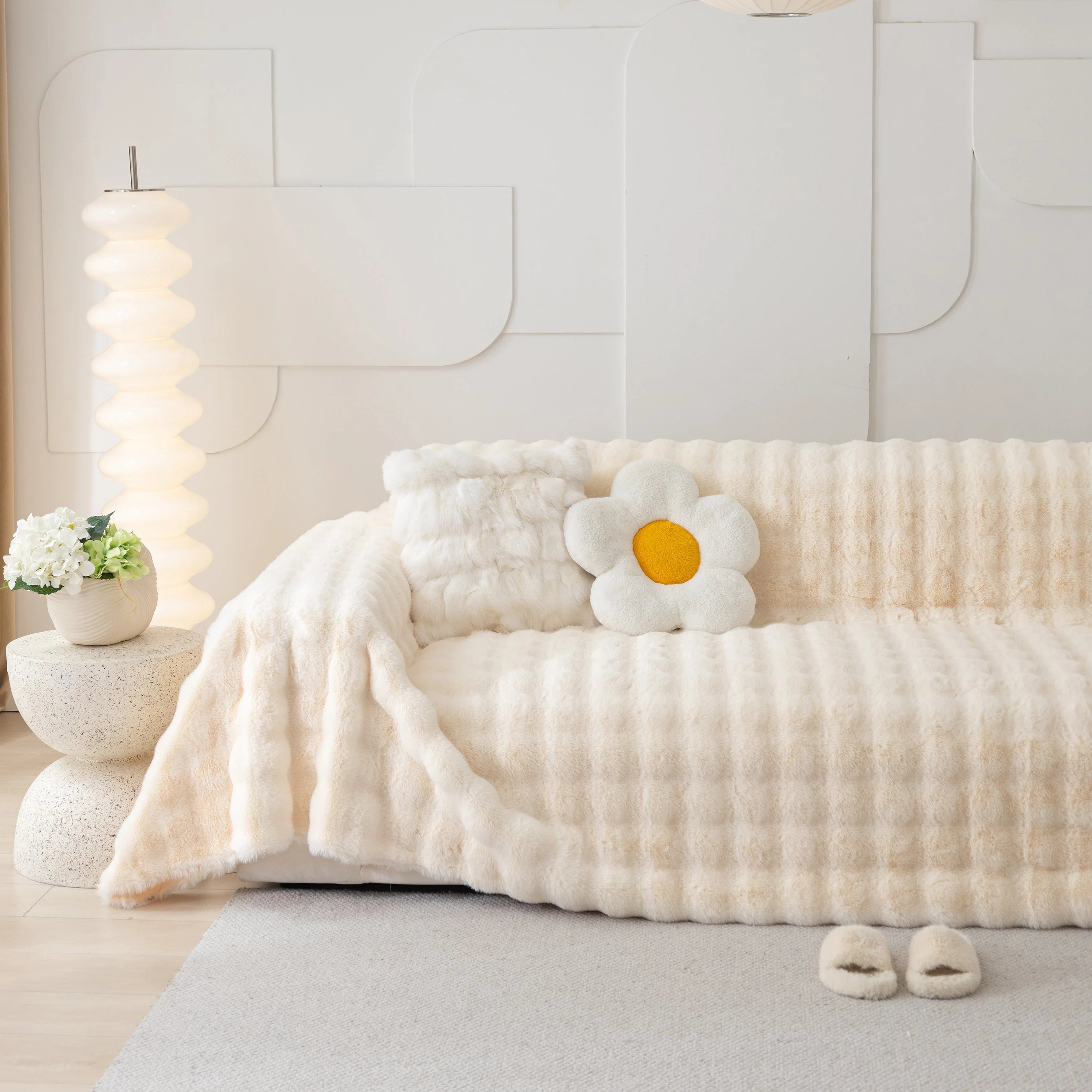 Faux Rabbit Fur Throws for Sofas, Stylish Throw Blankets for Couch and Couch Throw Cover - Image 102