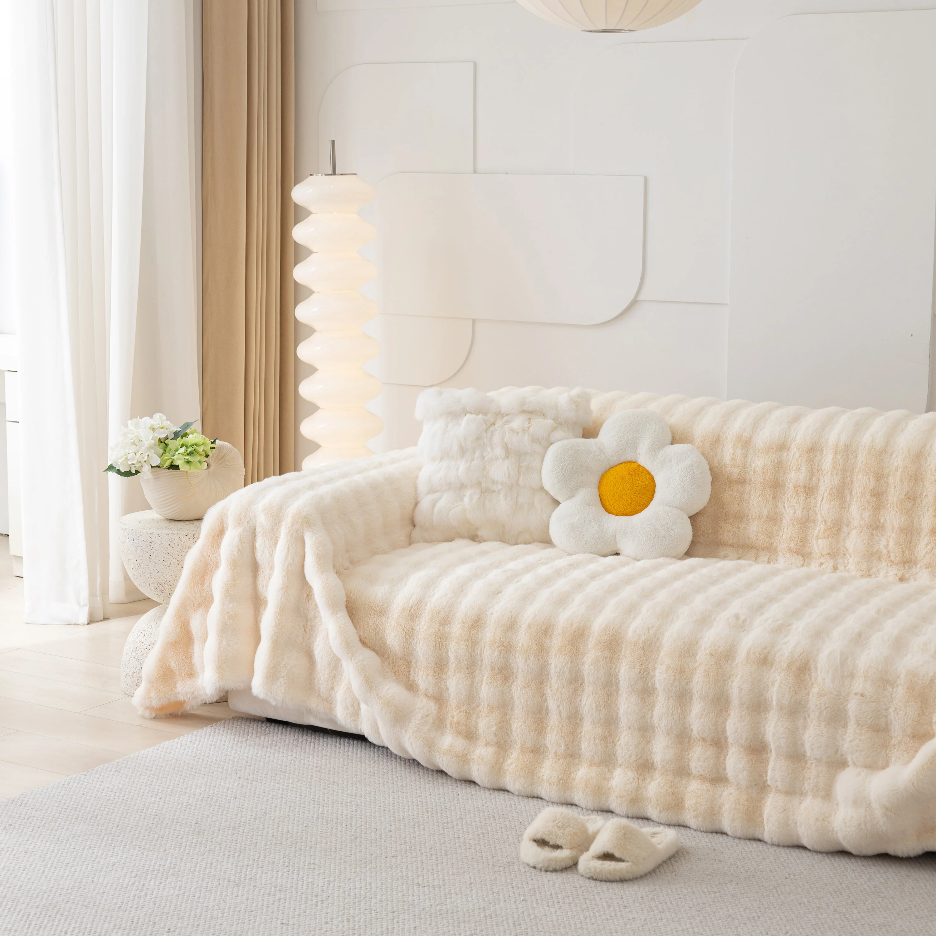 Faux Rabbit Fur Throws for Sofas, Stylish Throw Blankets for Couch and Couch Throw Cover - Image 103