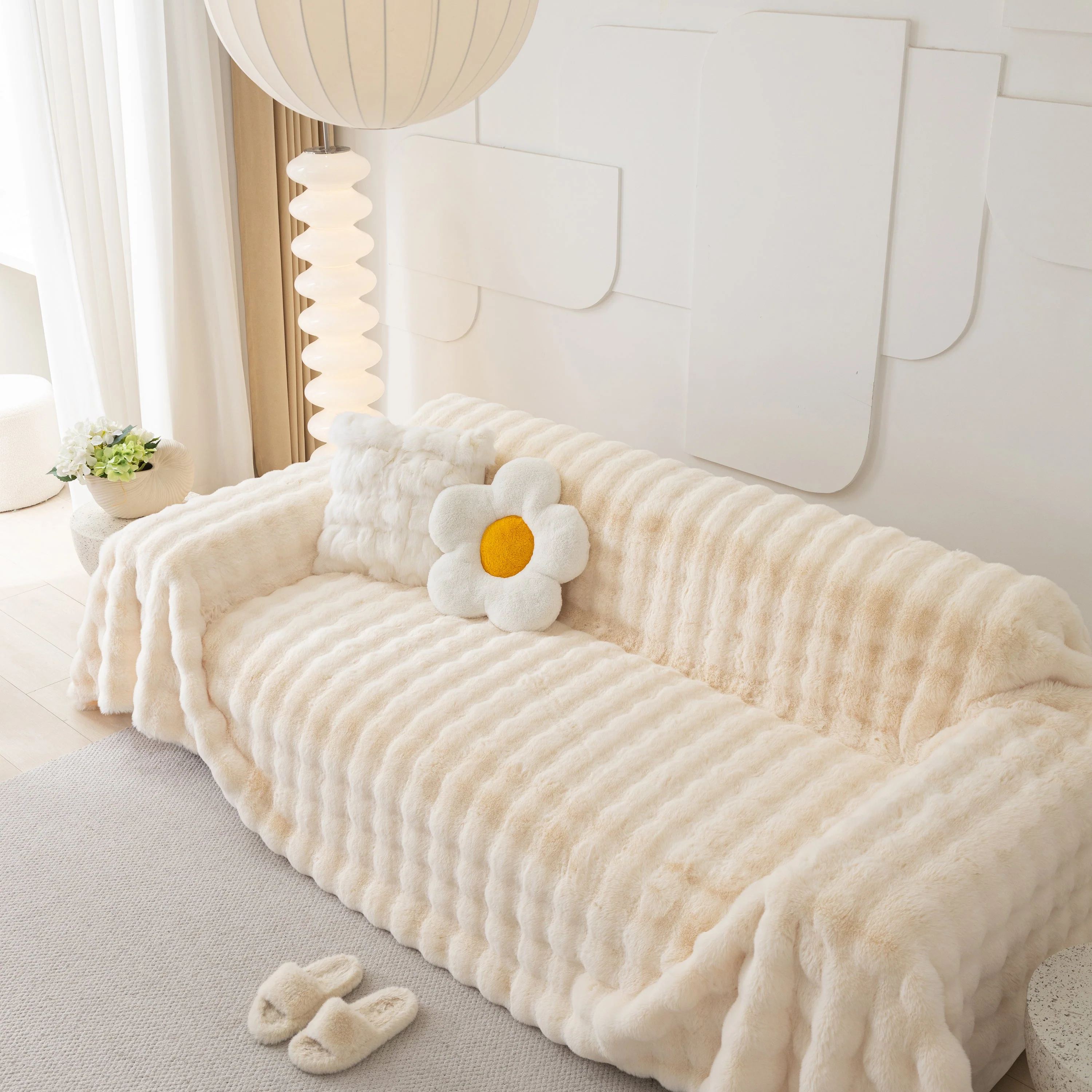 Faux Rabbit Fur Throws for Sofas, Stylish Throw Blankets for Couch and Couch Throw Cover - Image 104