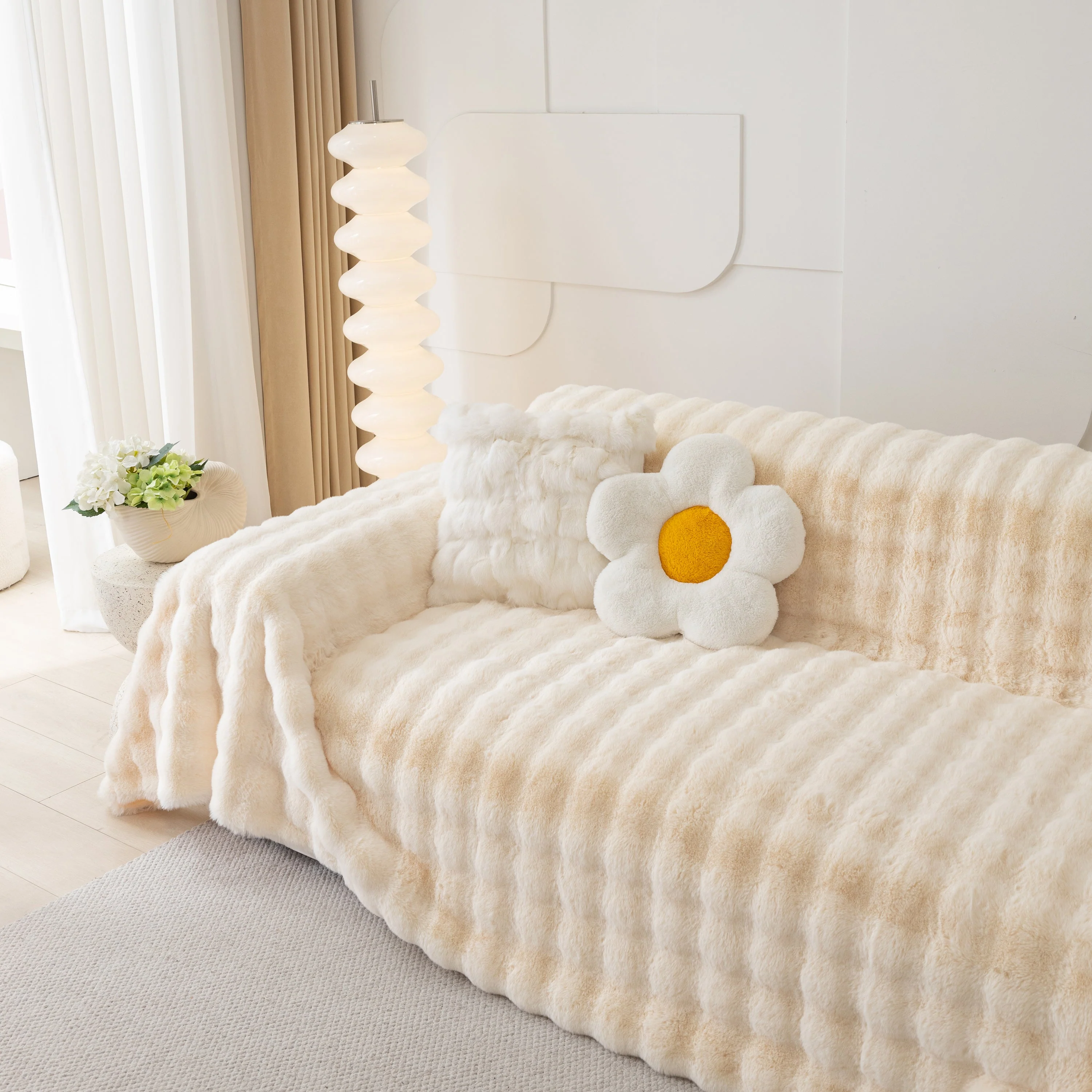 Faux Rabbit Fur Throws for Sofas, Stylish Throw Blankets for Couch and Couch Throw Cover - Image 105