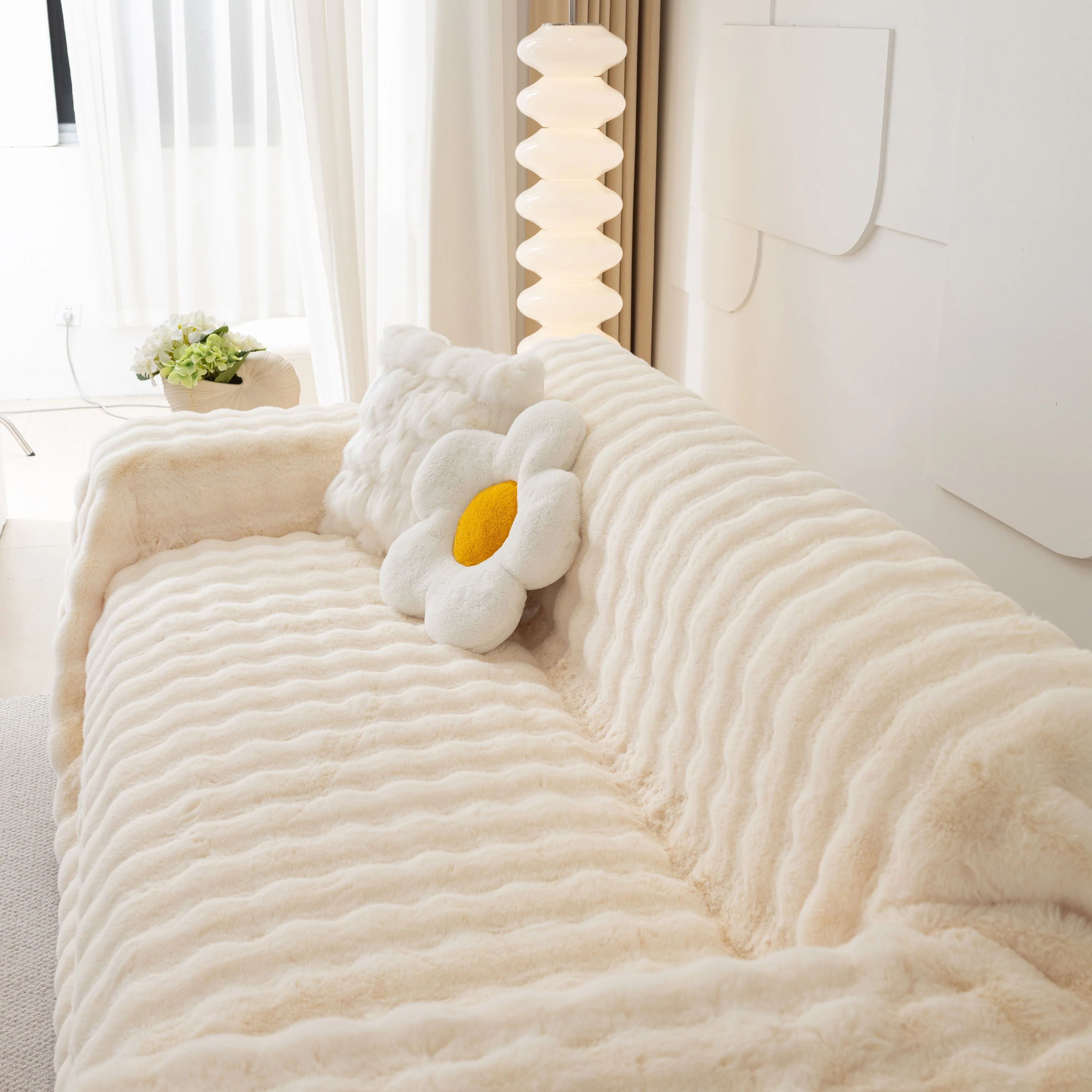 Faux Rabbit Fur Throws for Sofas, Stylish Throw Blankets for Couch and Couch Throw Cover - Image 106