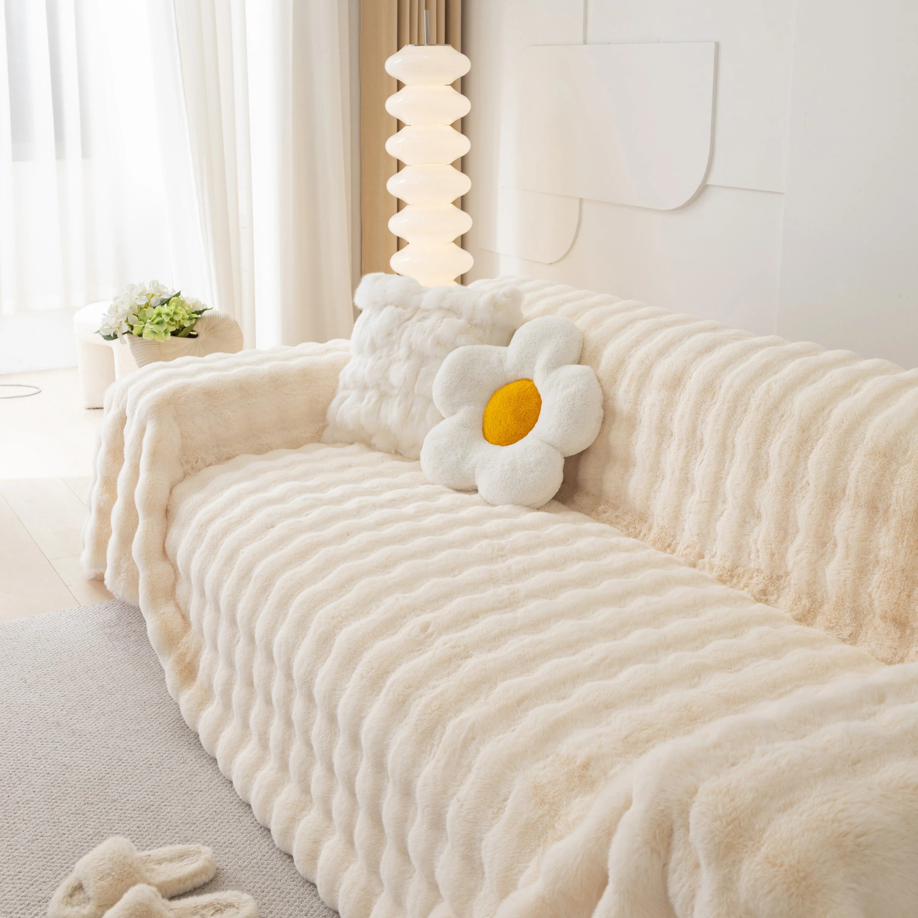 Faux Rabbit Fur Throws for Sofas, Stylish Throw Blankets for Couch and Couch Throw Cover - Image 107