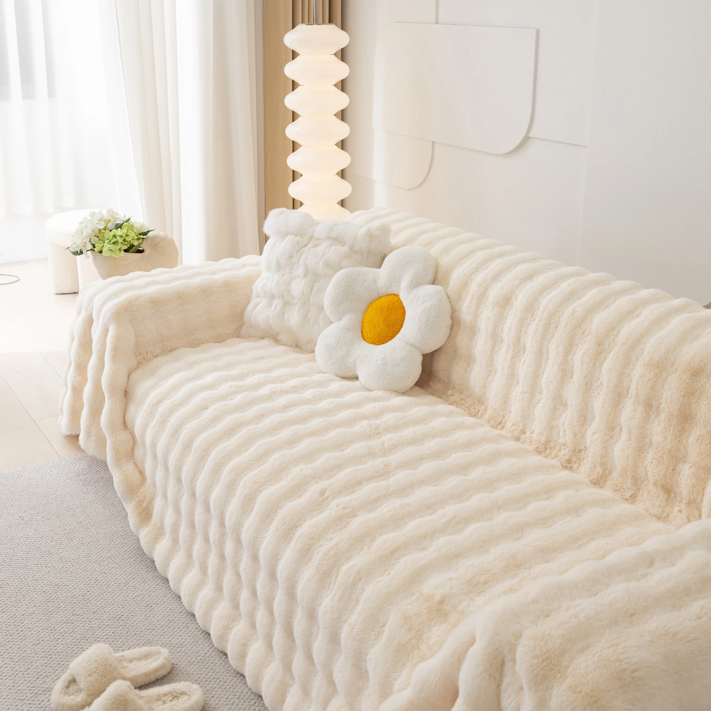 Faux Rabbit Fur Throws for Sofas, Stylish Throw Blankets for Couch and Couch Throw Cover - Image 108