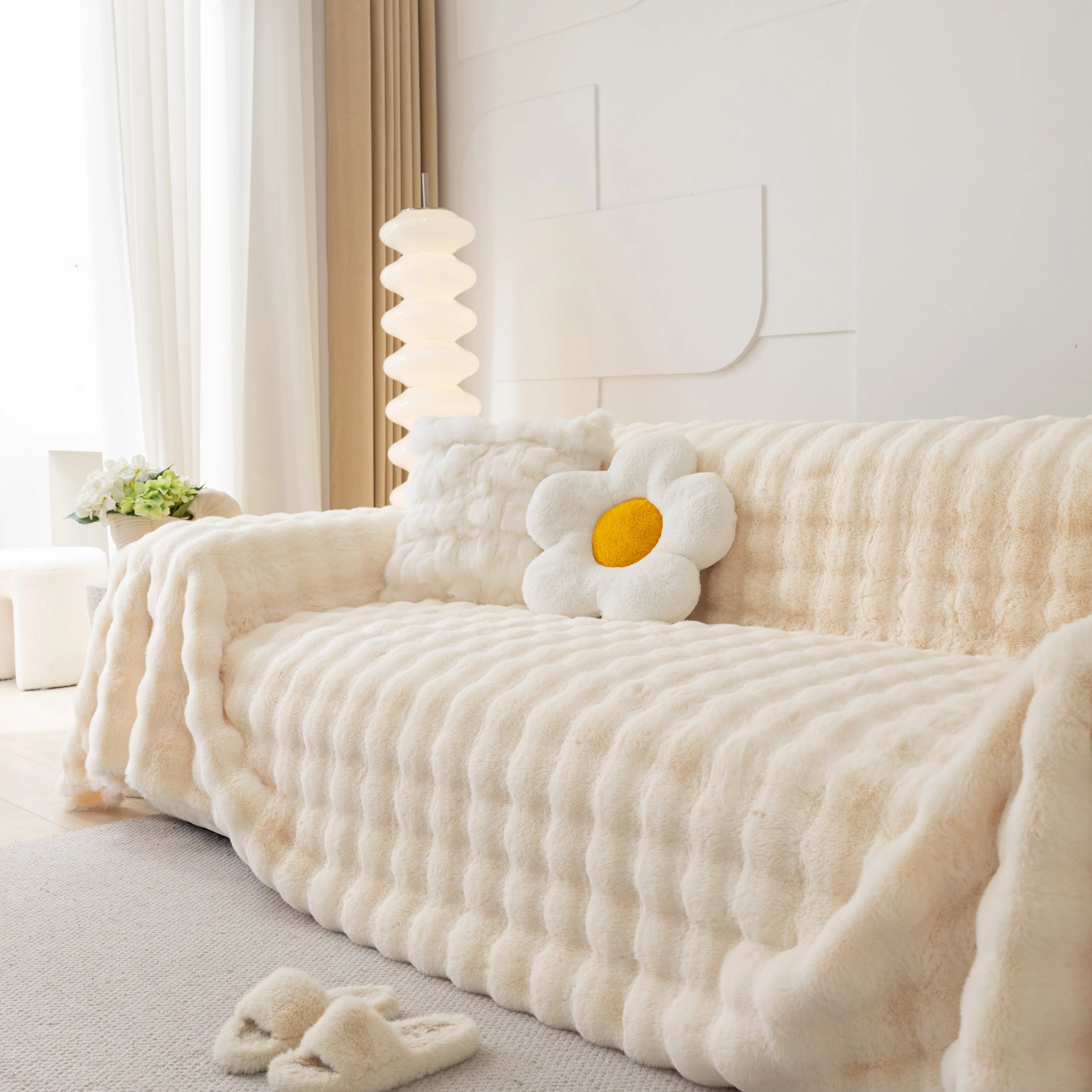 Faux Rabbit Fur Throws for Sofas, Stylish Throw Blankets for Couch and Couch Throw Cover - Image 109