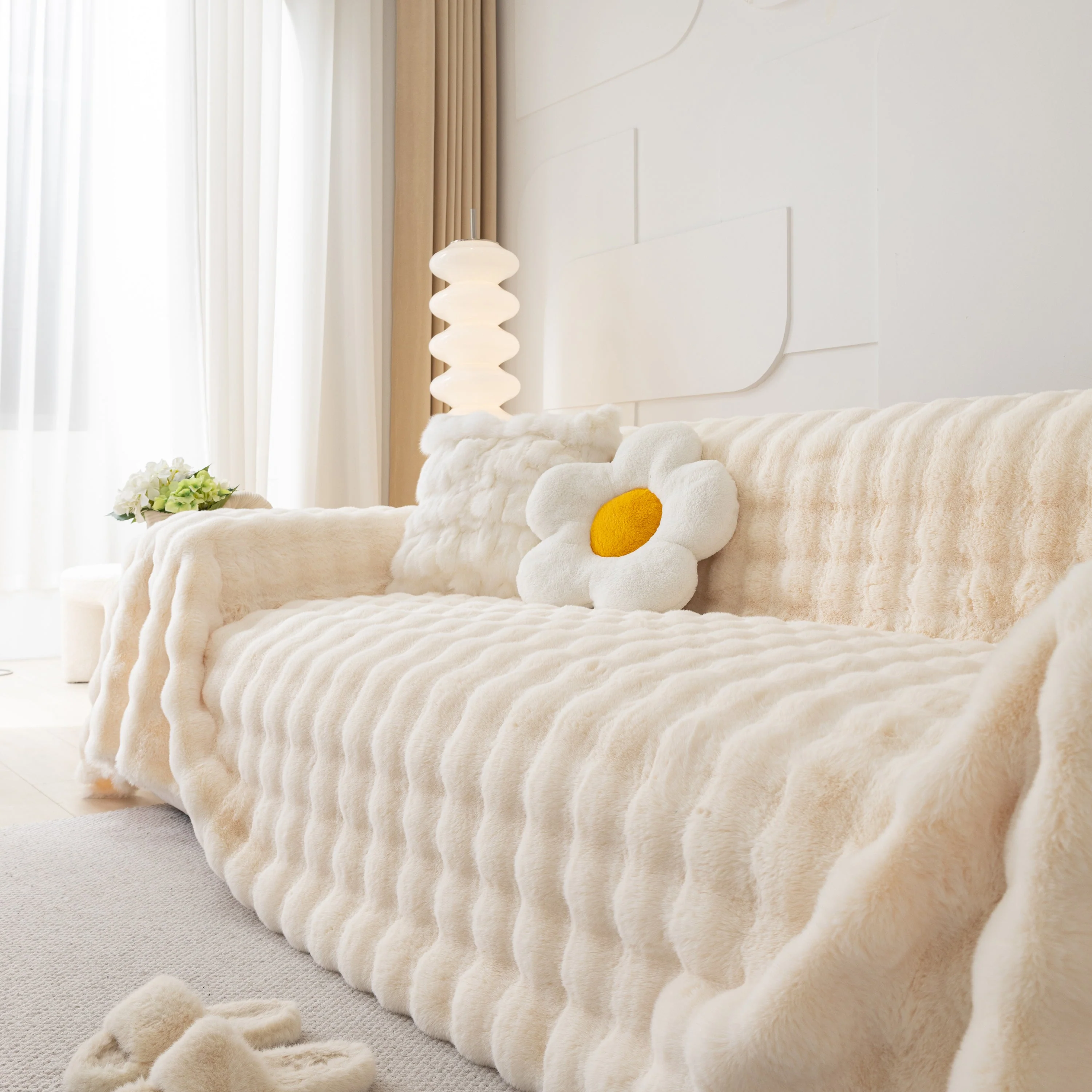 Faux Rabbit Fur Throws for Sofas, Stylish Throw Blankets for Couch and Couch Throw Cover - Image 110