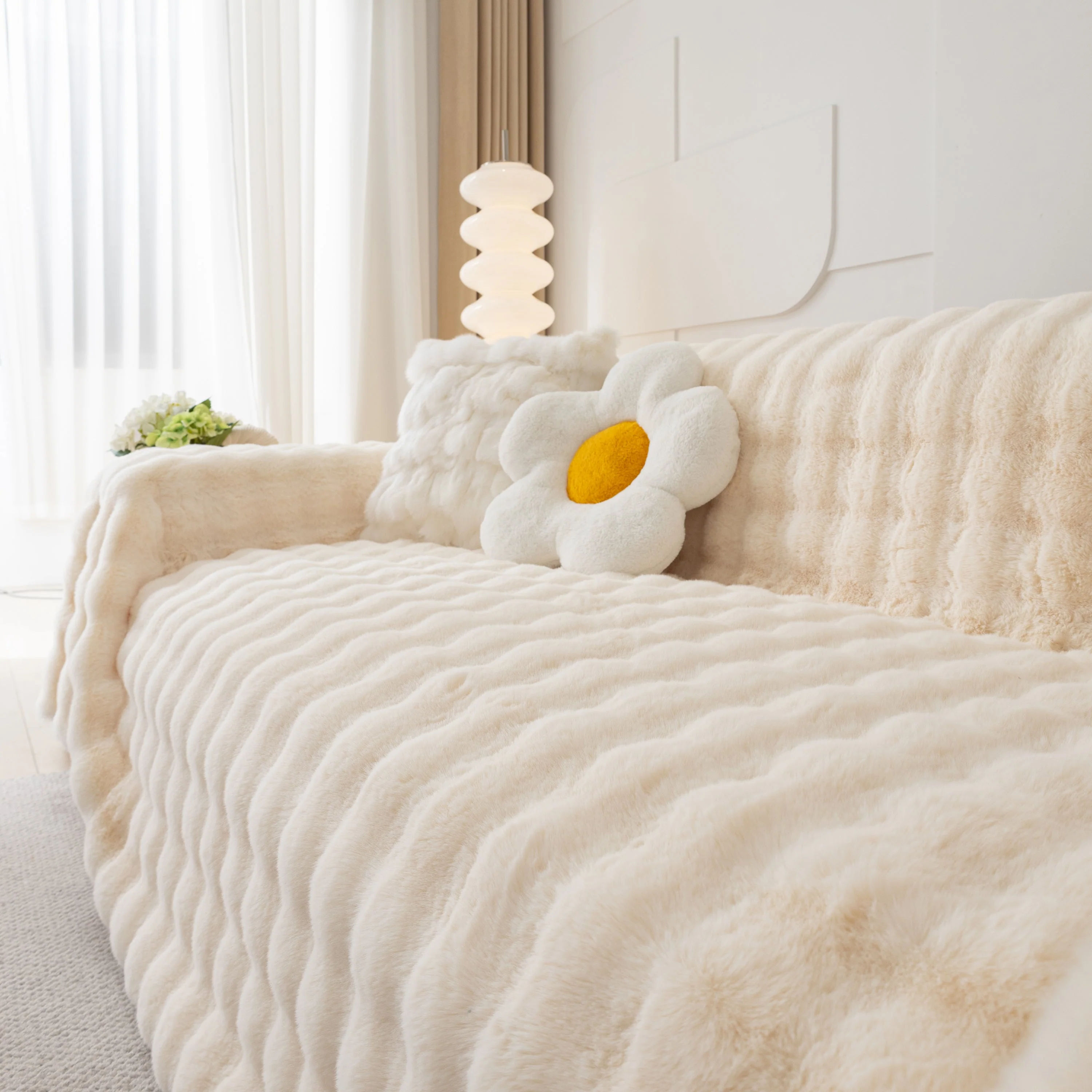 Faux Rabbit Fur Throws for Sofas, Stylish Throw Blankets for Couch and Couch Throw Cover - Image 111