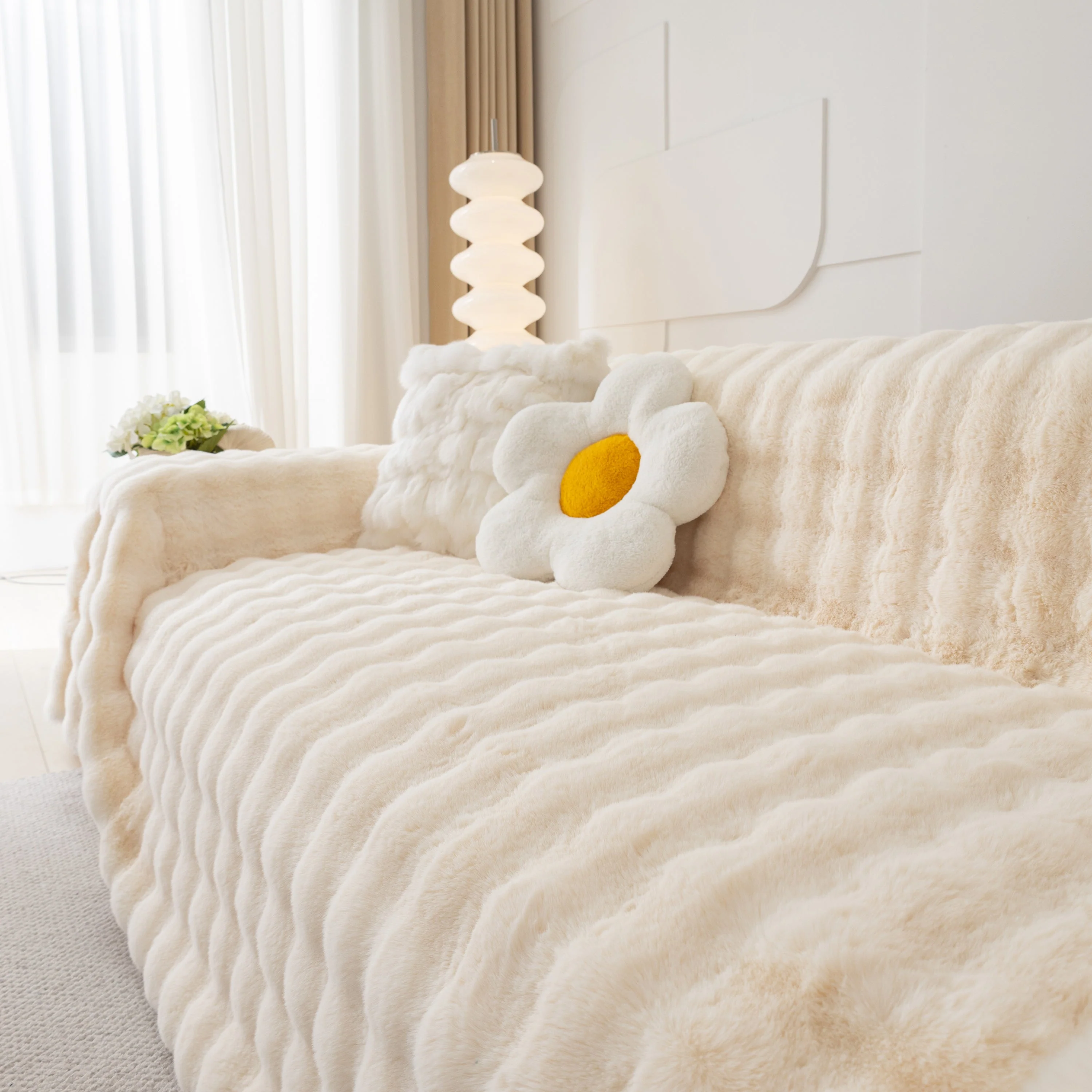 Faux Rabbit Fur Throws for Sofas, Stylish Throw Blankets for Couch and Couch Throw Cover - Image 112