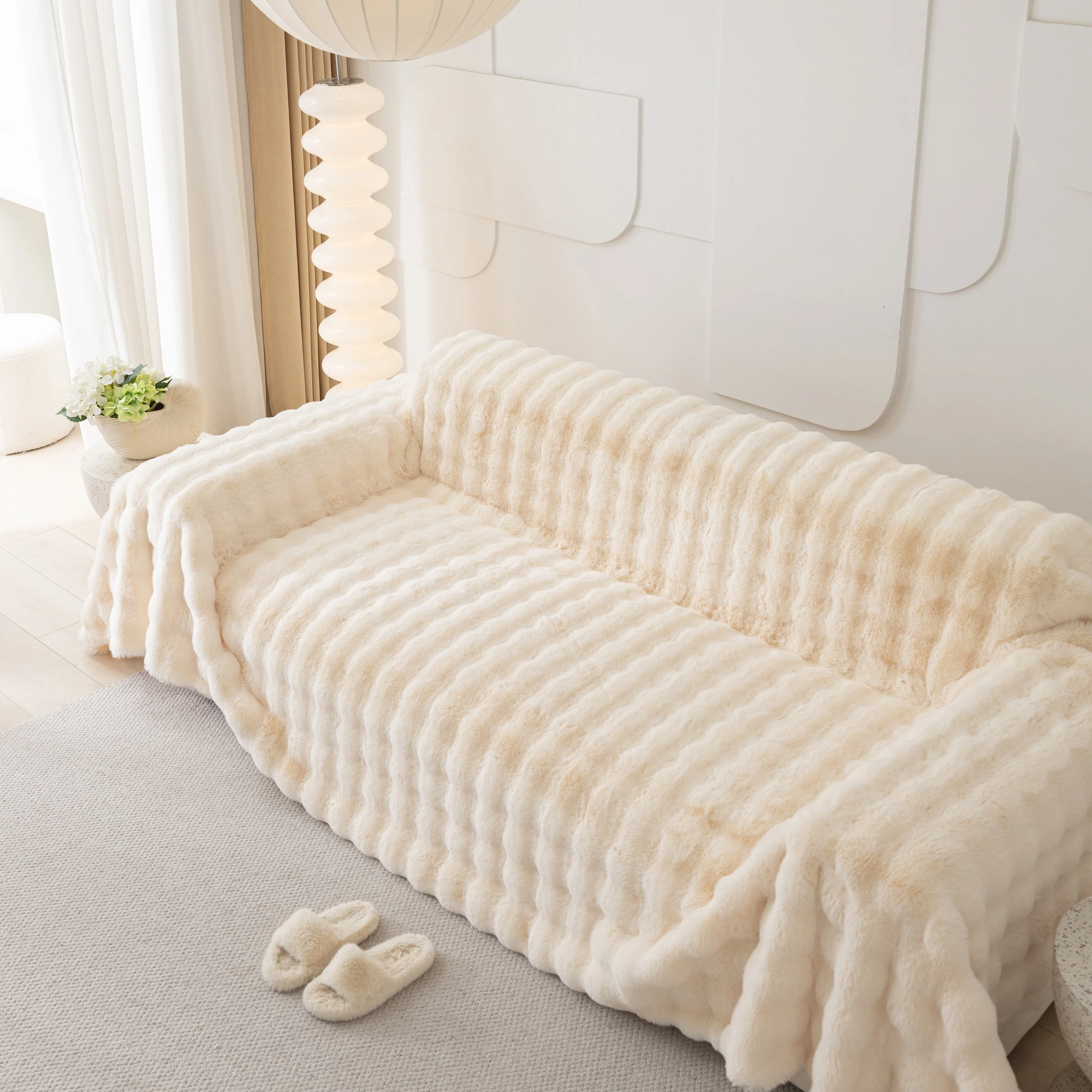 Faux Rabbit Fur Throws for Sofas, Stylish Throw Blankets for Couch and Couch Throw Cover - Image 113