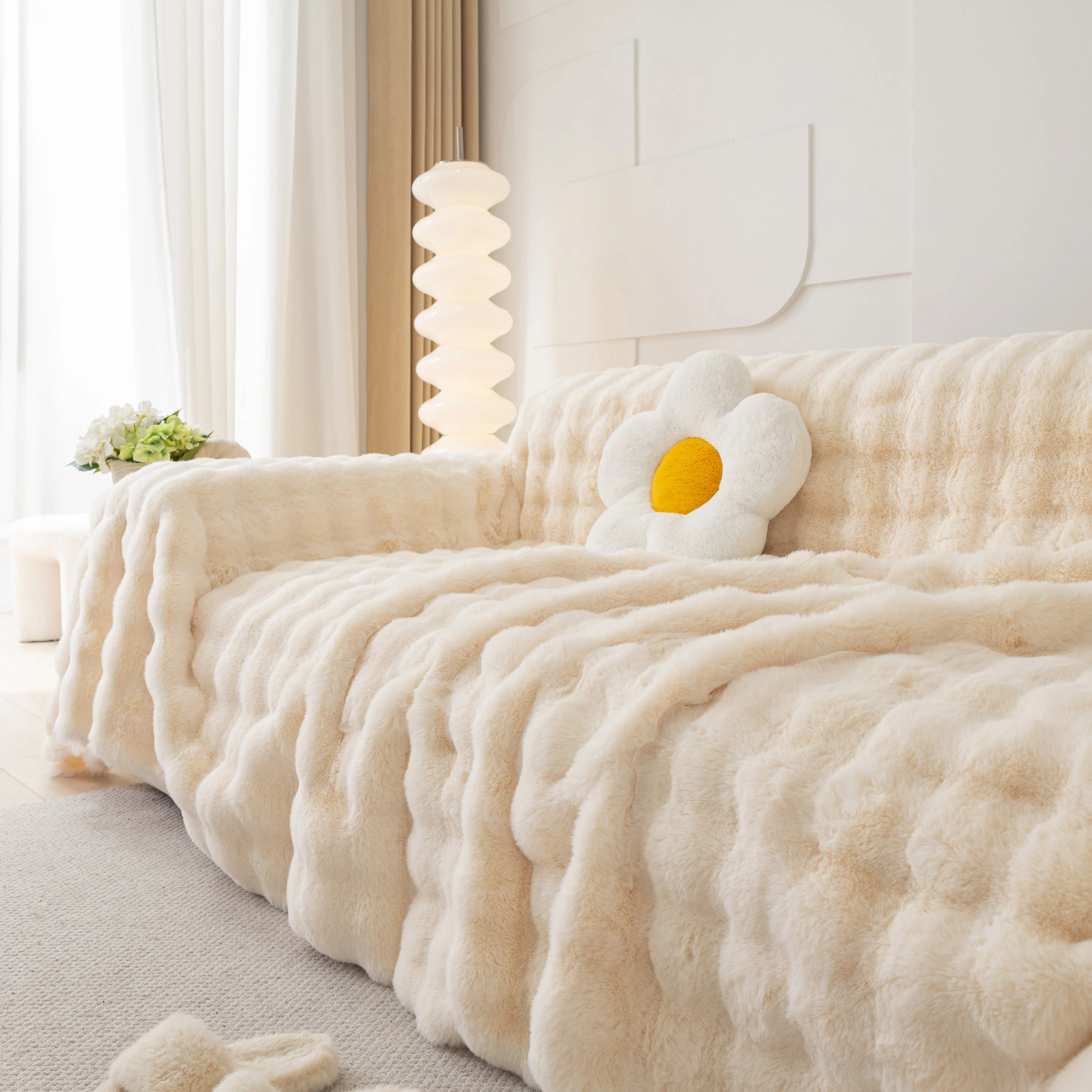 Faux Rabbit Fur Throws for Sofas, Stylish Throw Blankets for Couch and Couch Throw Cover - Image 115