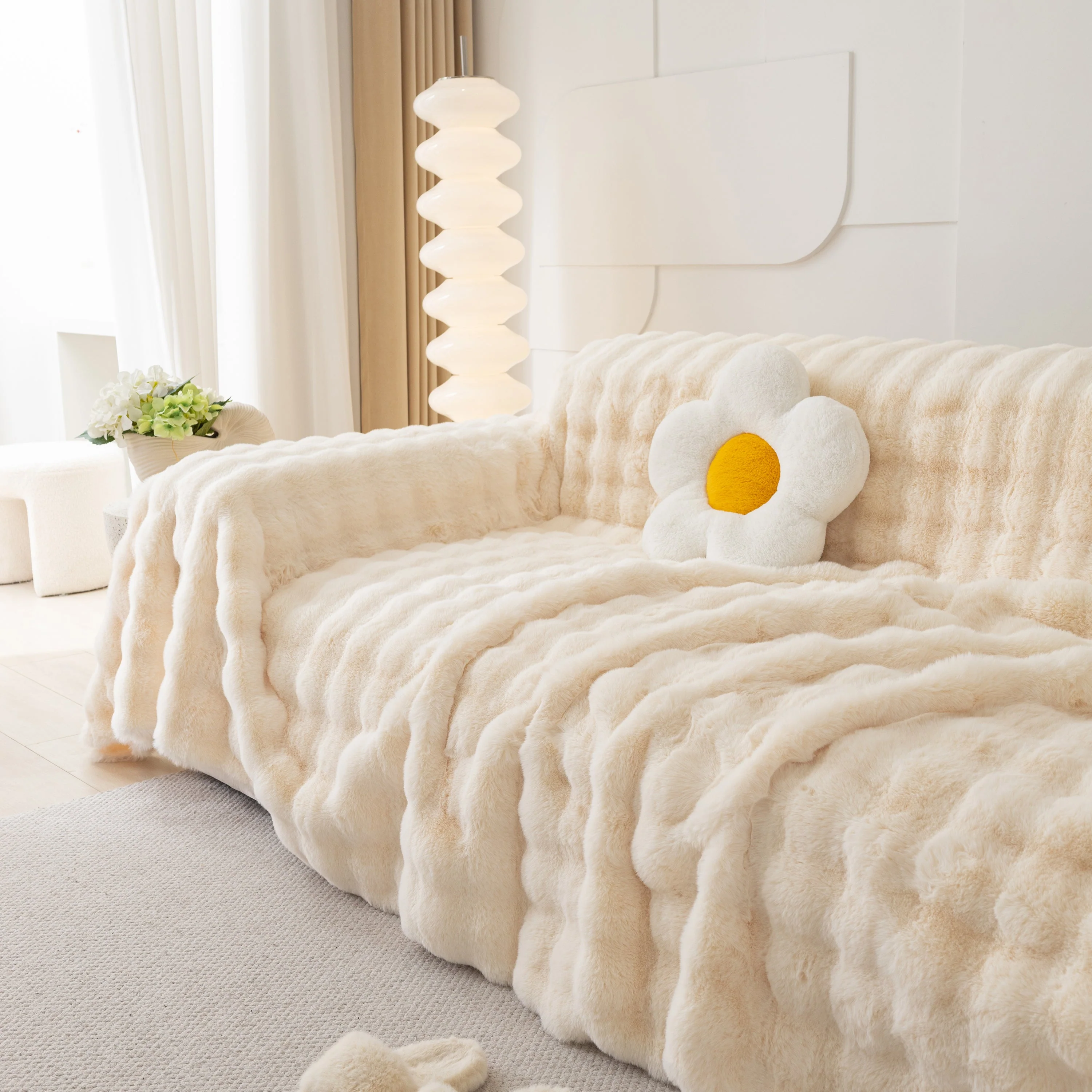 Faux Rabbit Fur Throws for Sofas, Stylish Throw Blankets for Couch and Couch Throw Cover - Image 116