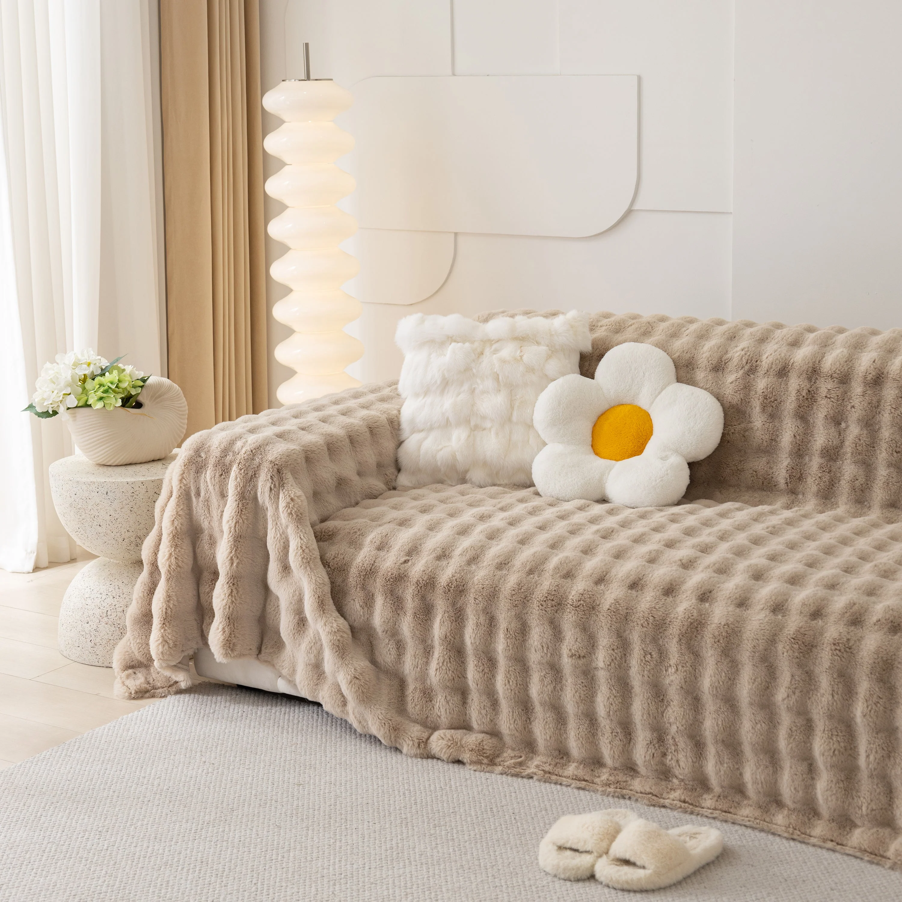 Faux Rabbit Fur Throws for Sofas, Stylish Throw Blankets for Couch and Couch Throw Cover - Image 13