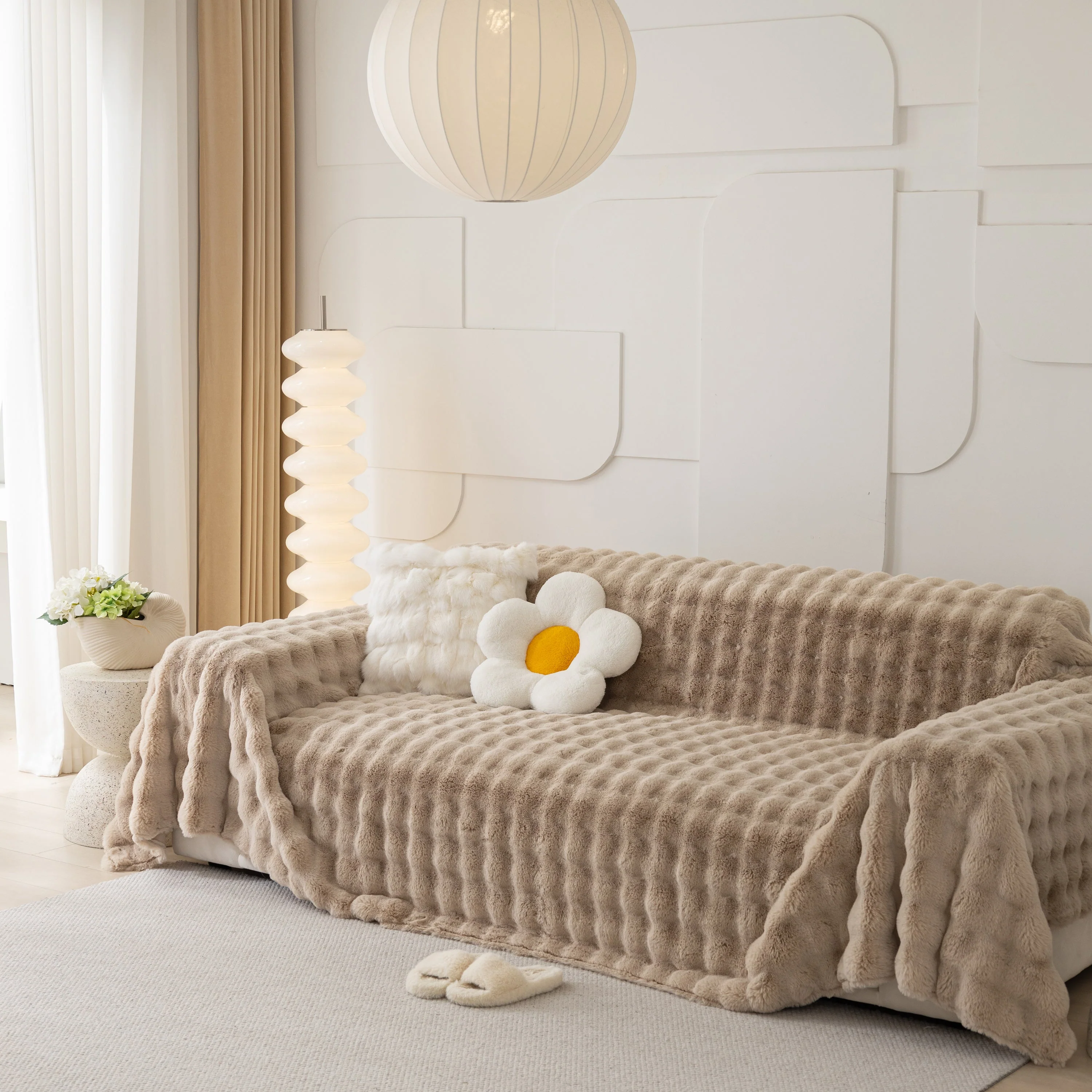 Faux Rabbit Fur Throws for Sofas, Stylish Throw Blankets for Couch and Couch Throw Cover - Image 14