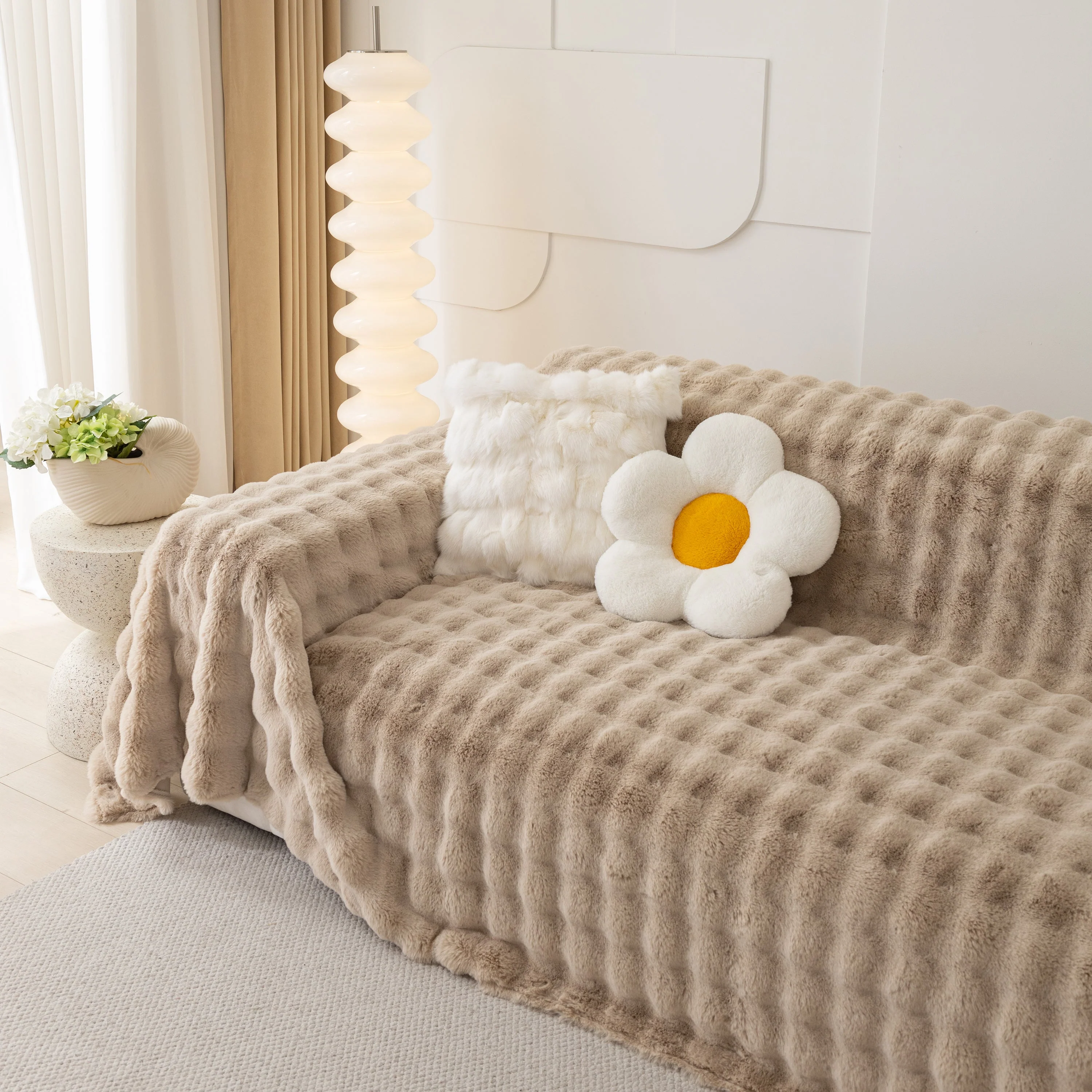 Faux Rabbit Fur Throws for Sofas, Stylish Throw Blankets for Couch and Couch Throw Cover - Image 16