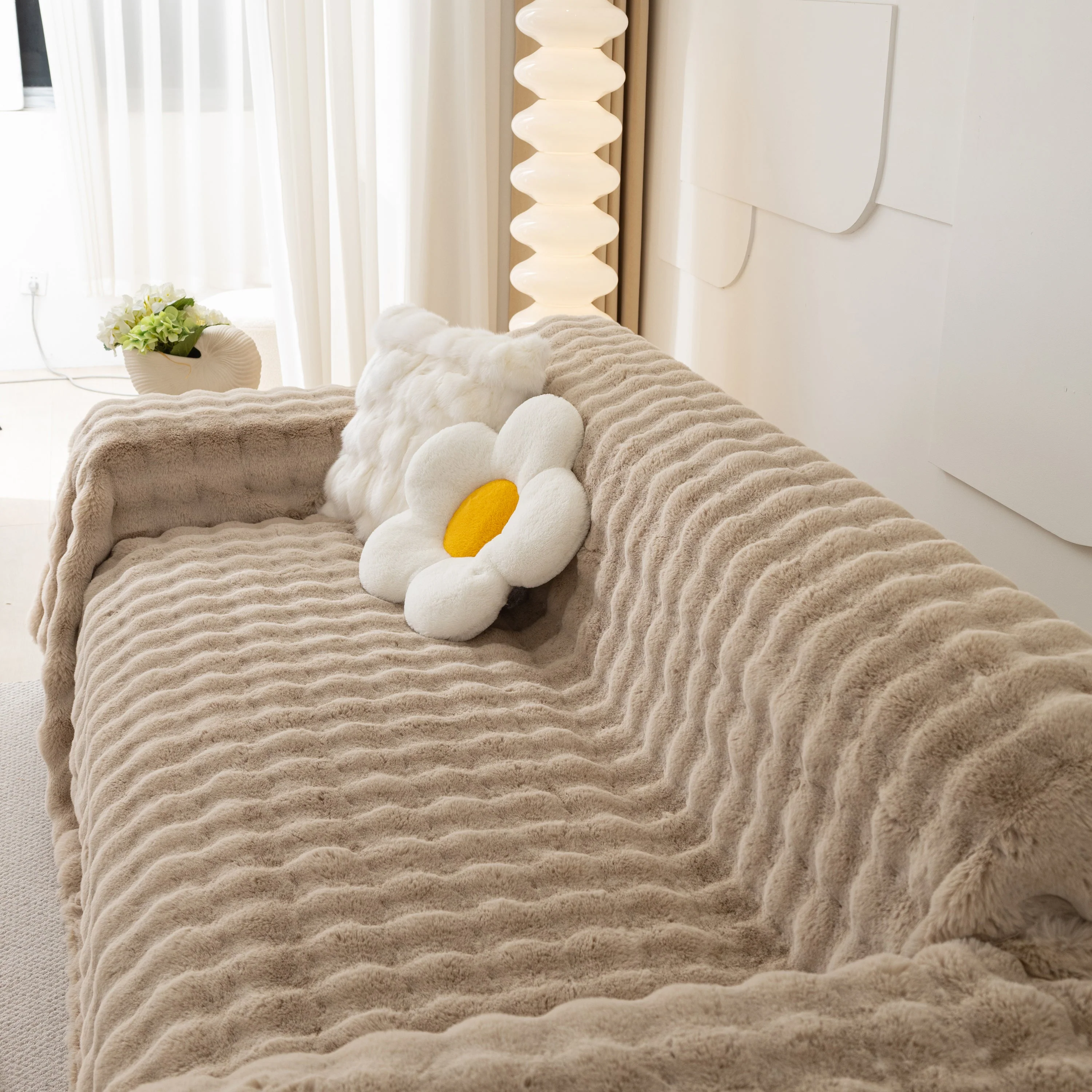 Faux Rabbit Fur Throws for Sofas, Stylish Throw Blankets for Couch and Couch Throw Cover - Image 17