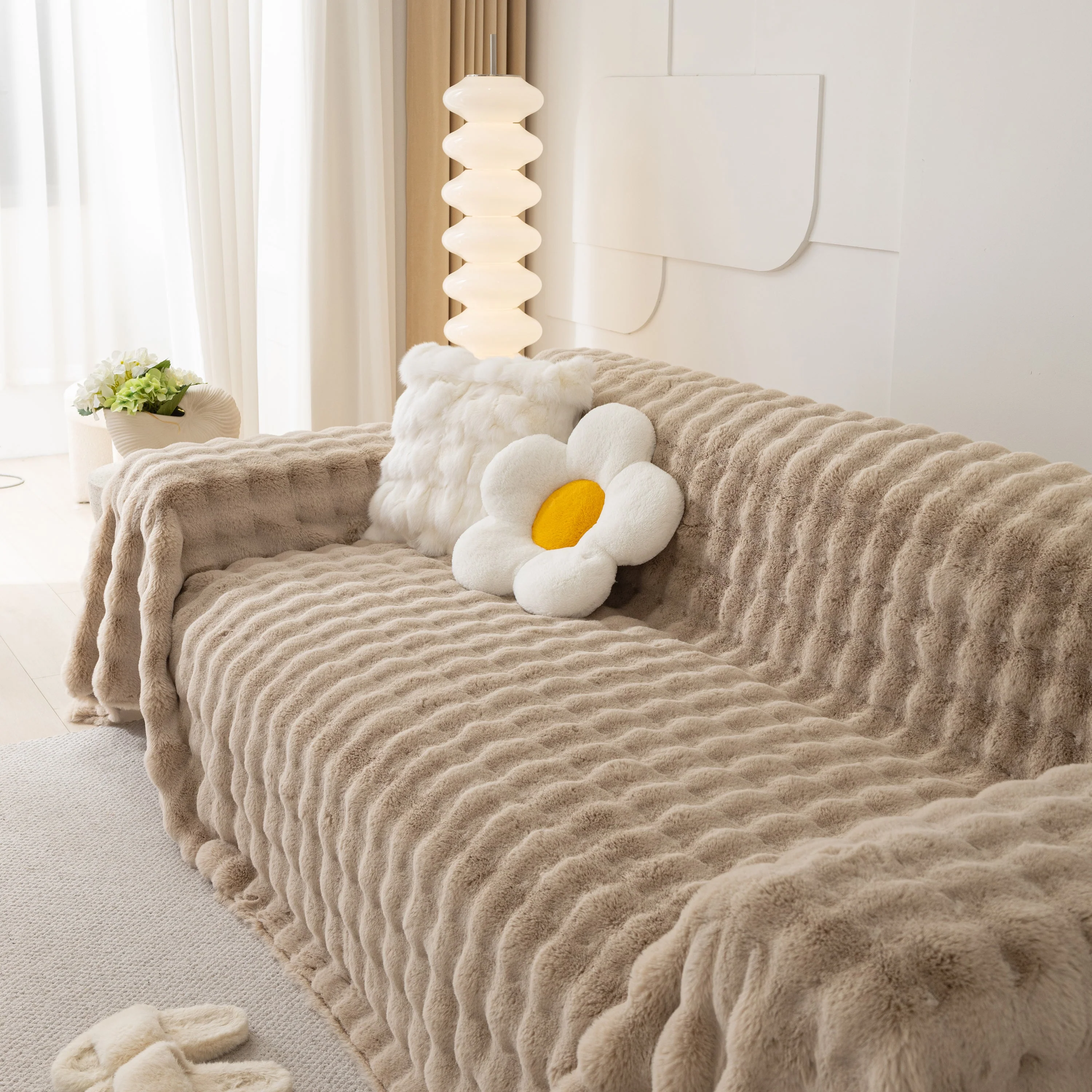 Faux Rabbit Fur Throws for Sofas, Stylish Throw Blankets for Couch and Couch Throw Cover - Image 18