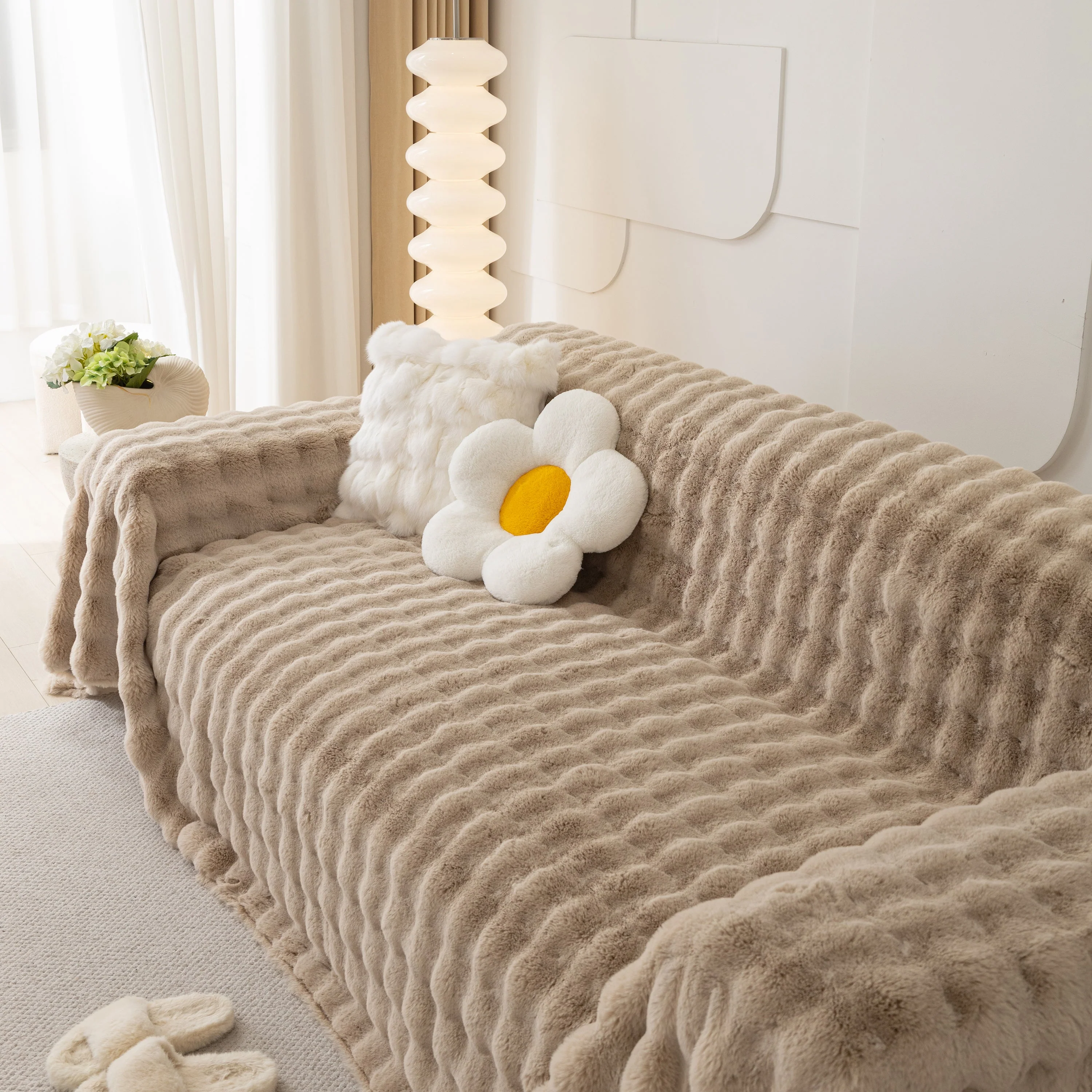 Faux Rabbit Fur Throws for Sofas, Stylish Throw Blankets for Couch and Couch Throw Cover - Image 19